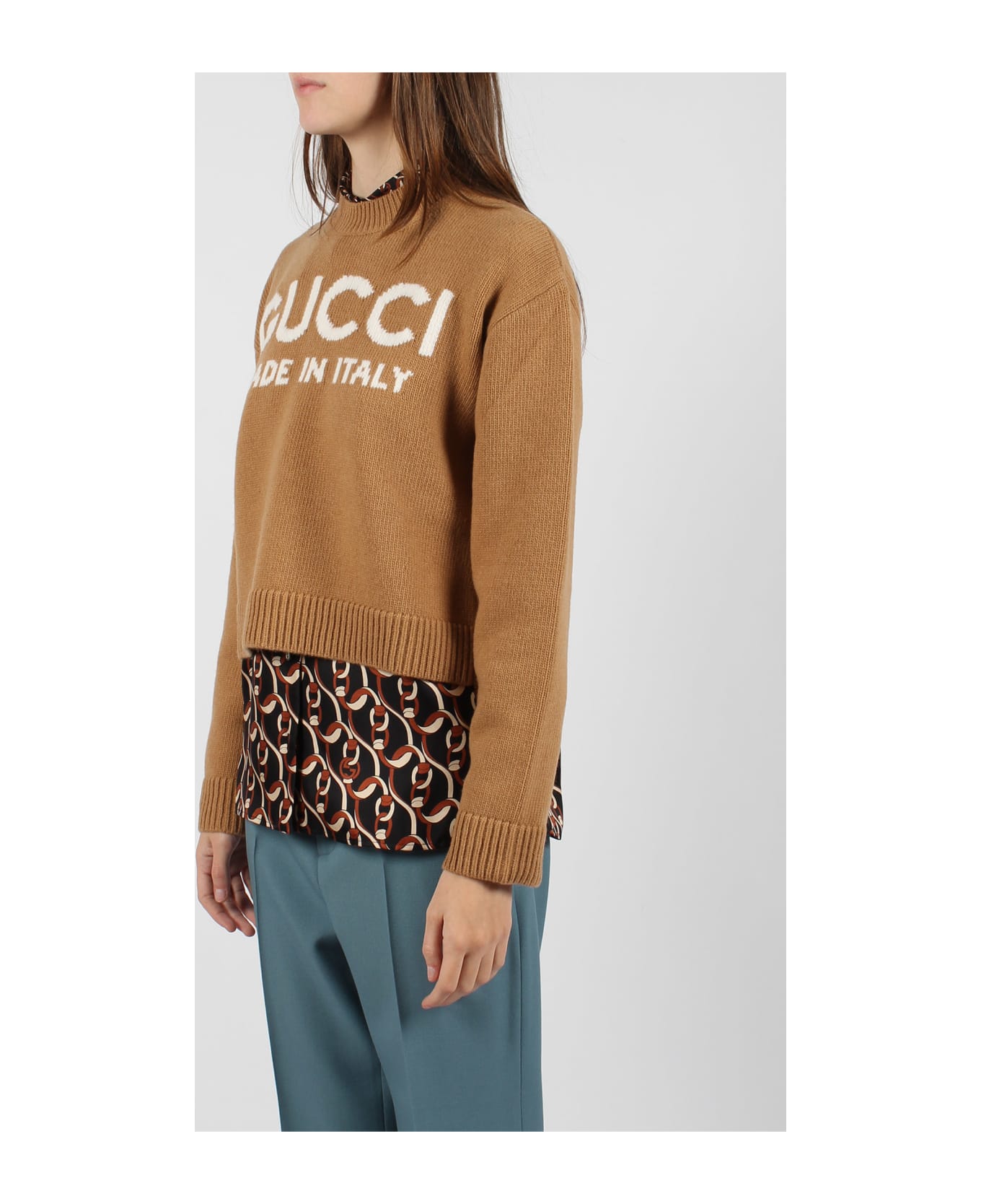 Gucci Jacquard Logo Sweater - Brown