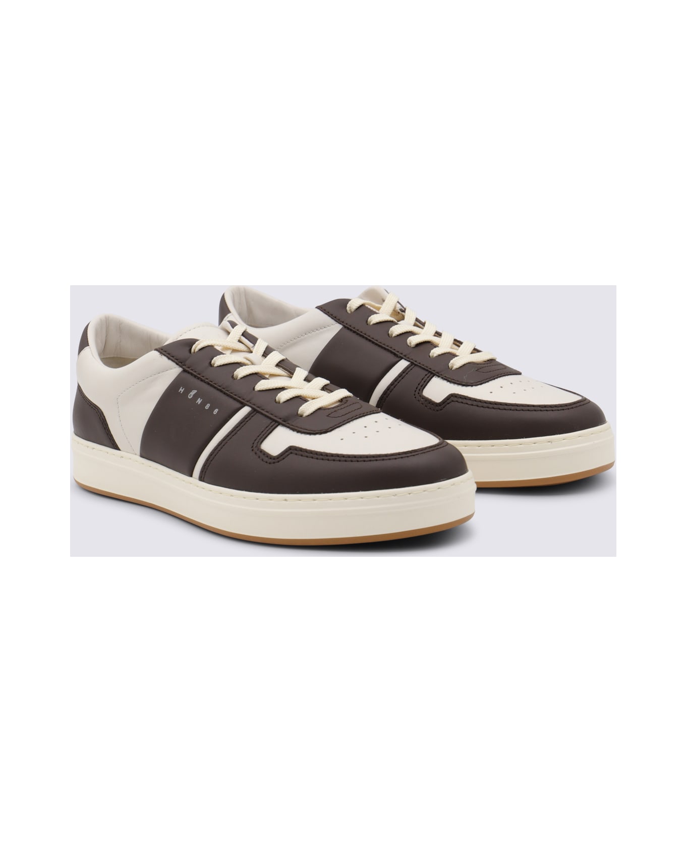 Hogan Brown Leather Sneakers - BROWN-white