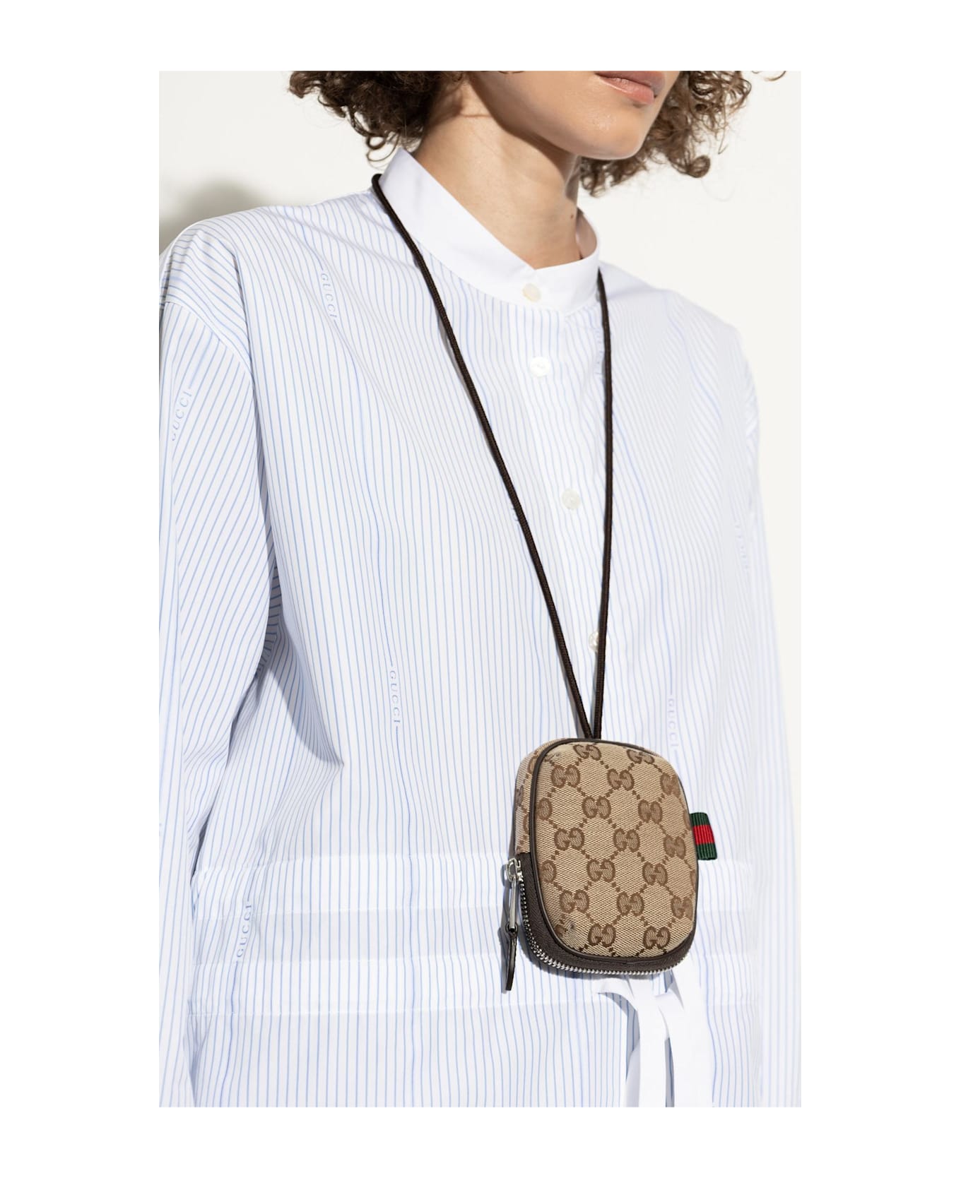 Gucci Pouch On A Leather Belt - BEIGE