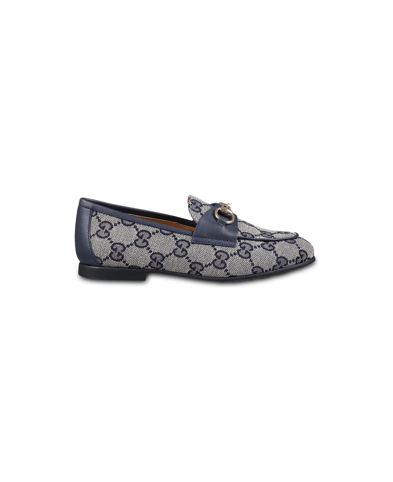 Gucci Blue Loafers For Kids With Horsebit - GG