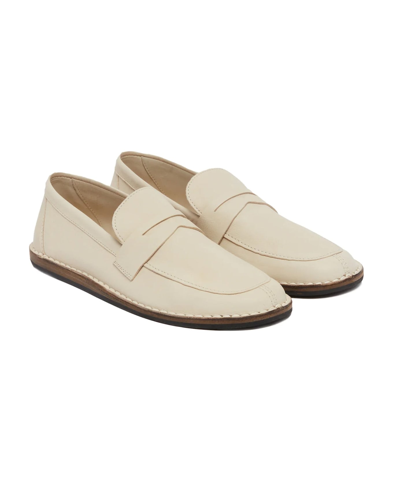 The Row Cary Leather Loafers - White