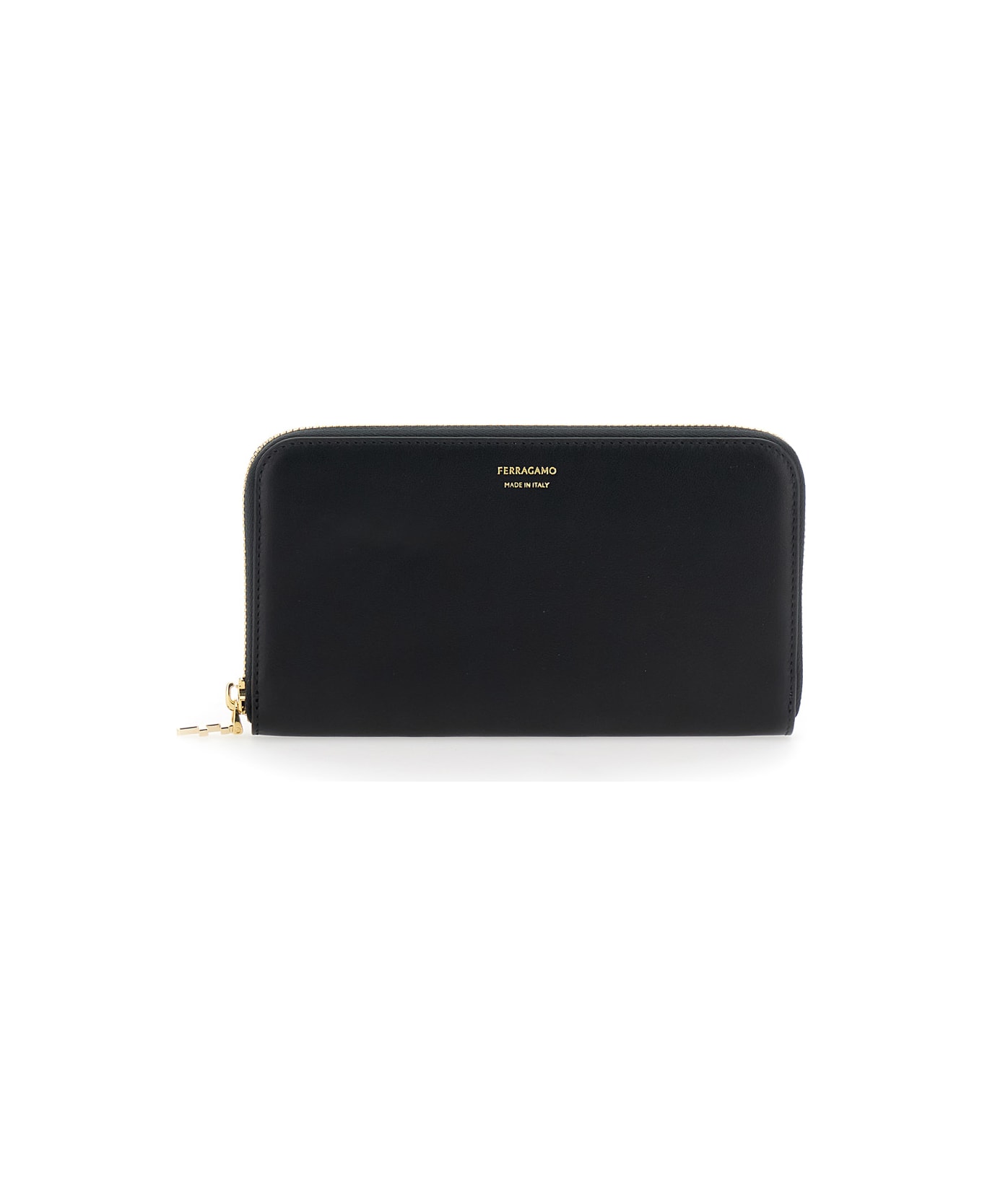 Ferragamo 
continental
 Black Wallet With Logo Lettering On The Front In Leather Woman - Black