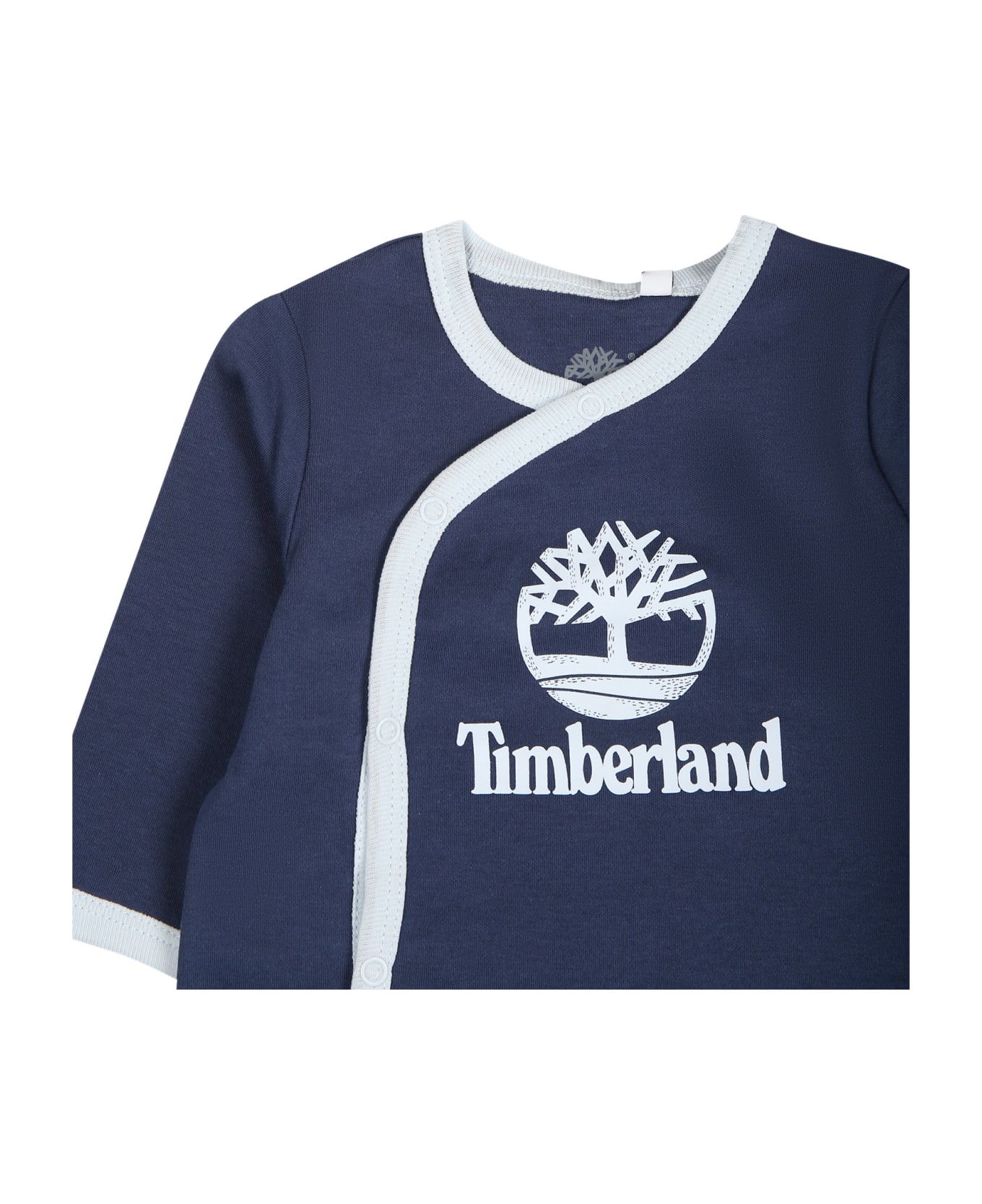 Timberland Blue Jumpsuit For Baby Boy With Logo - Blue ボディスーツ＆セットアップ