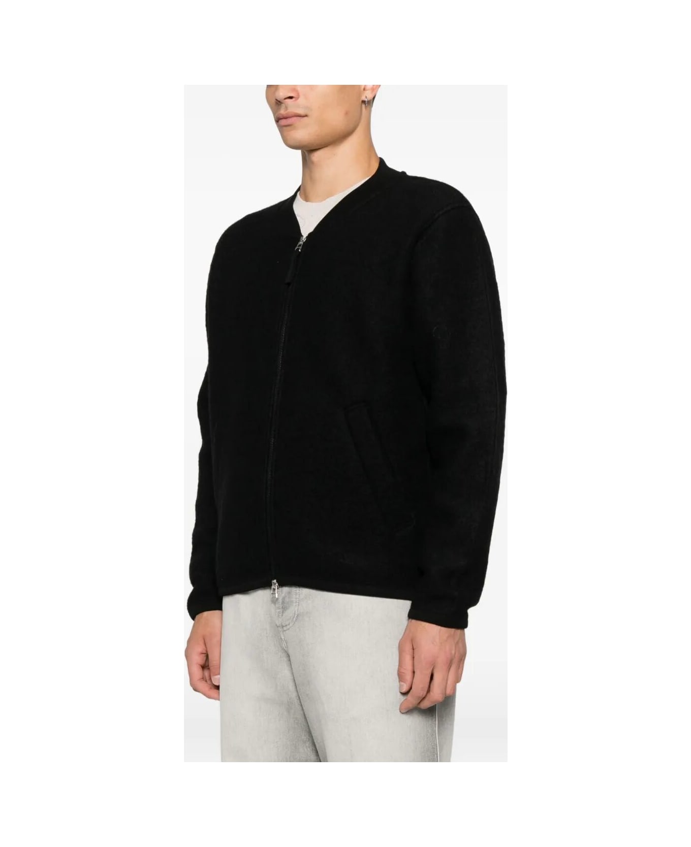 Universal Works Wool Fleece Zip Bomber - Black