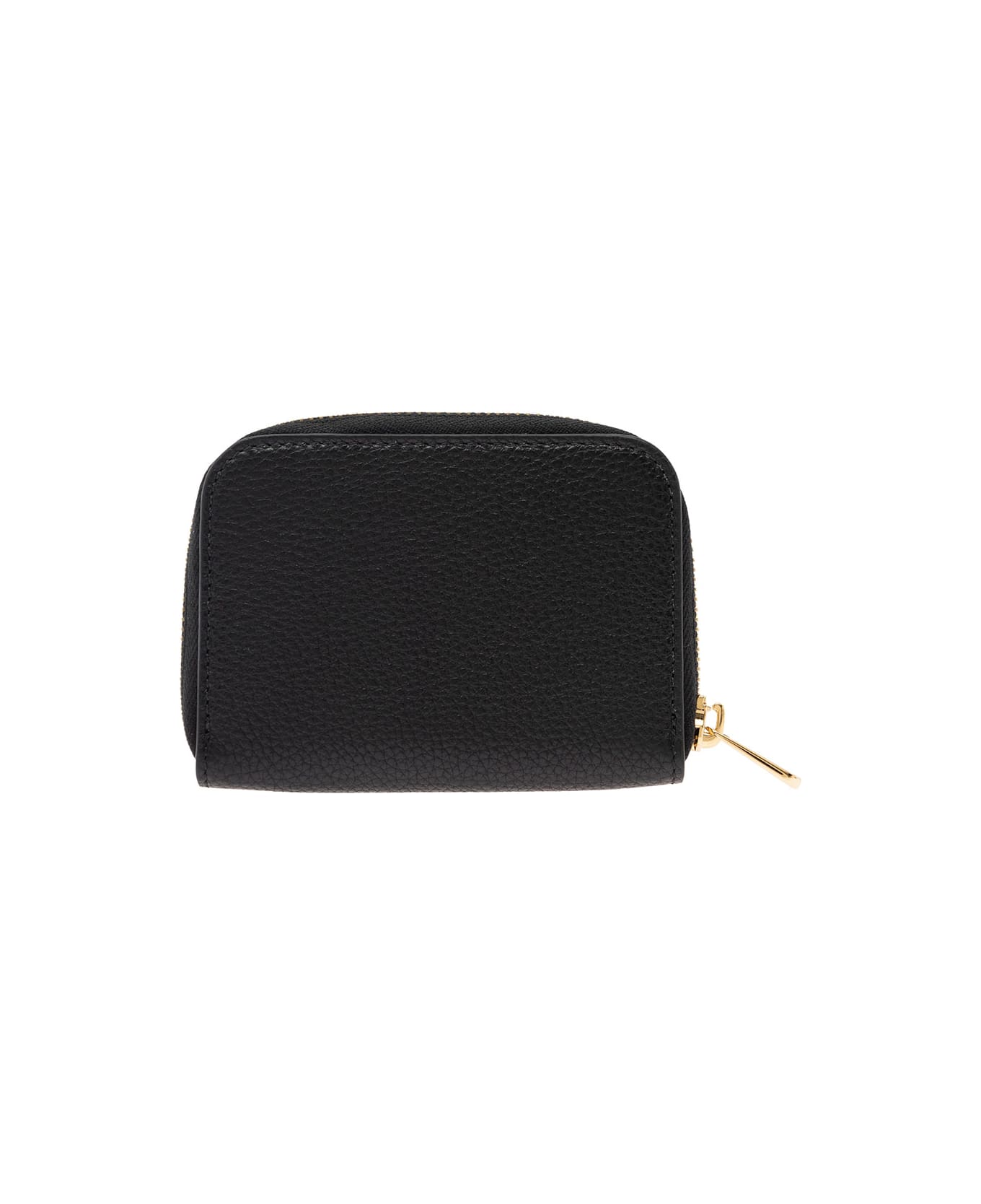 Ferragamo Black Coin Purse With Gancino Logo In Hammered Leaher Woman - Black アクセサリー