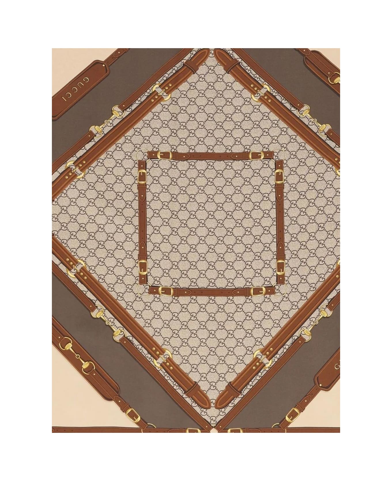 Gucci Printed Silk Foulard - Camel