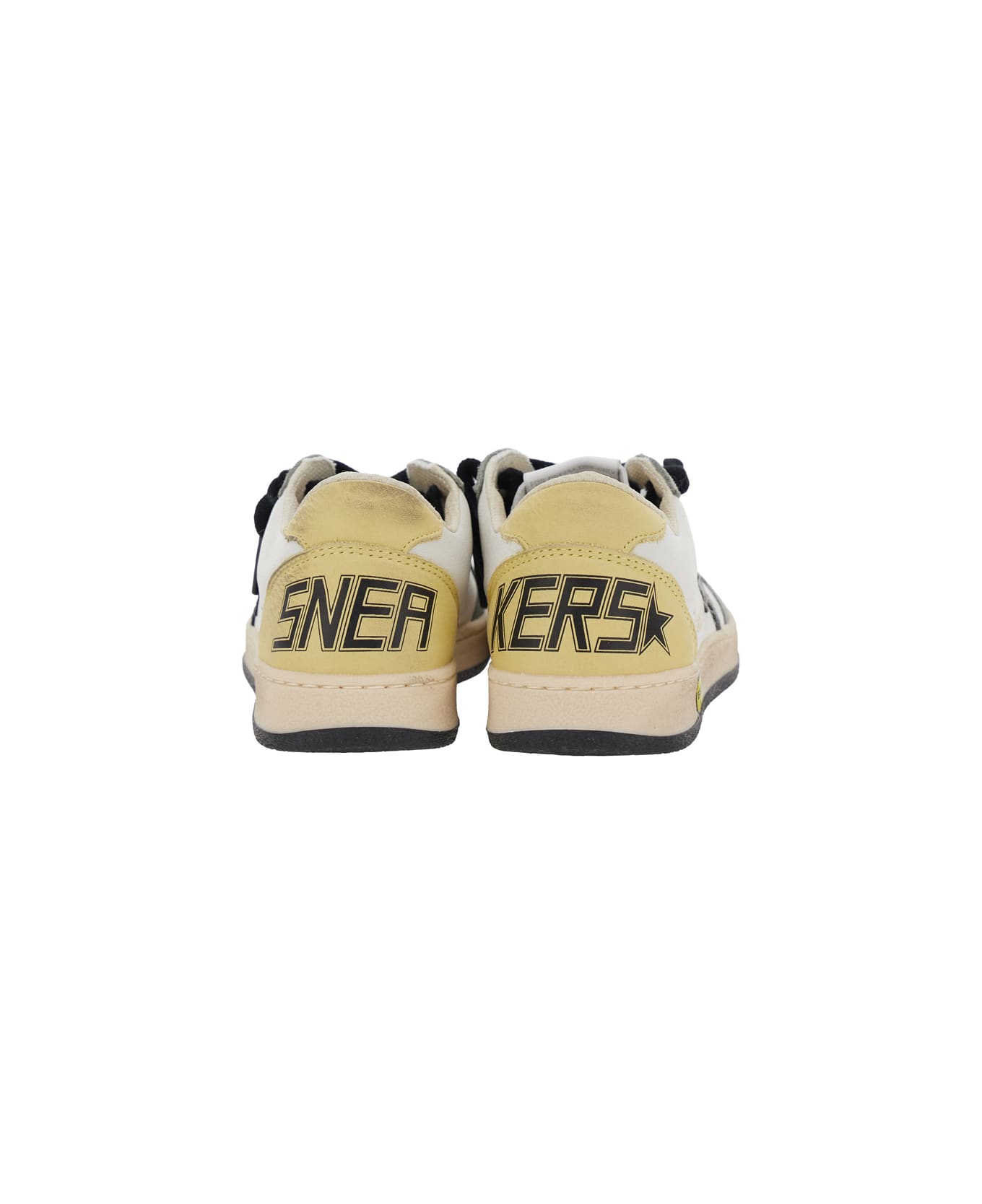 Golden Goose 
ballstar
 White Low Top Sneakers With Star Patch On The Side And Maxi Lettering On The Rear In Leather Boy - White