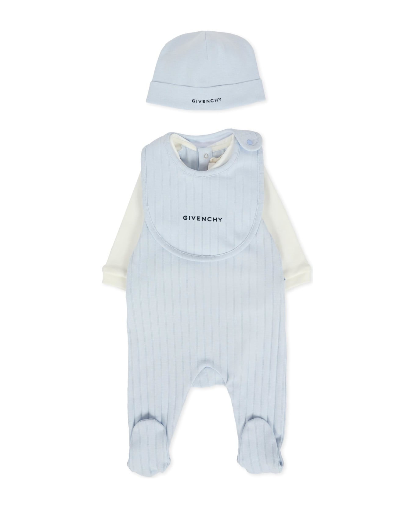 Givenchy Light Blue Babygrow Set For Baby Boy With Logo - Light Blue