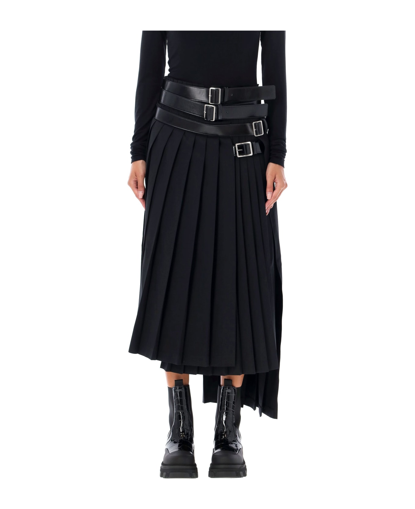 Junya Watanabe Belted Pleated Long Skirt | italist