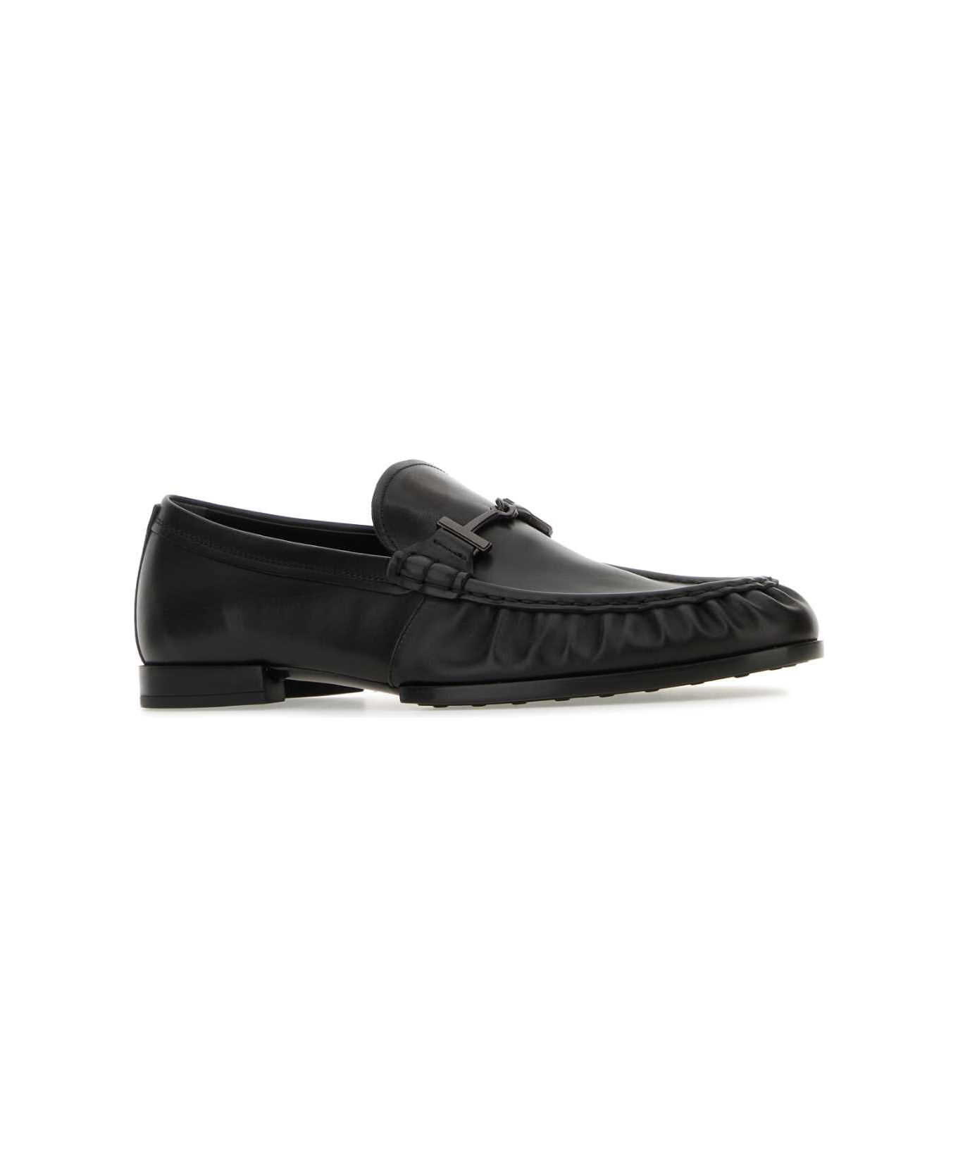 Tod's Black Leather Loafers - NERO