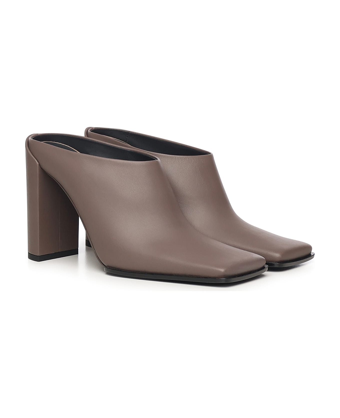 Alaia Square Mule In Calfskin - Tourterelle