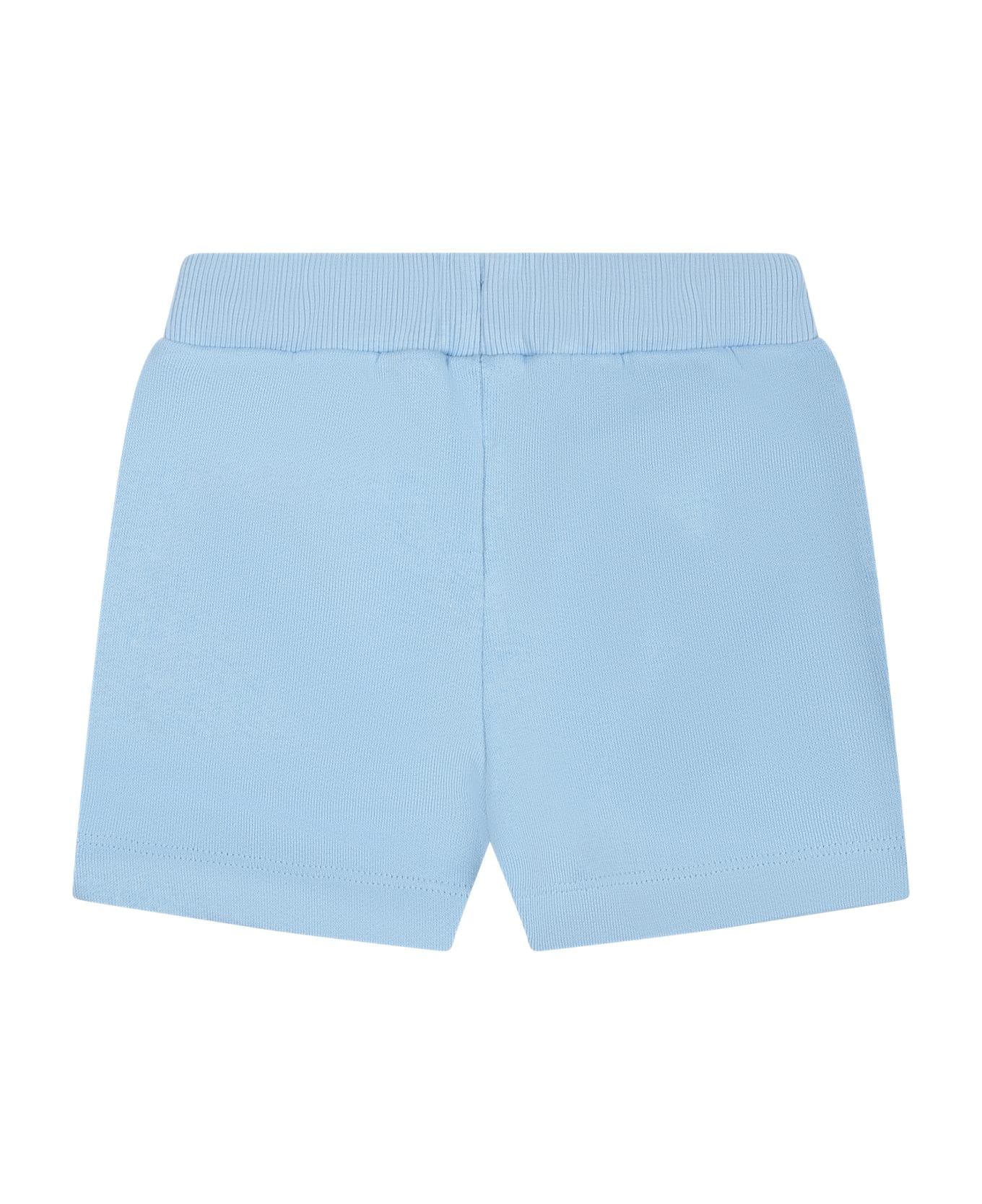 Kenzo Kids Light Blue Shorts For Baby Boy With Logo - Light Blue