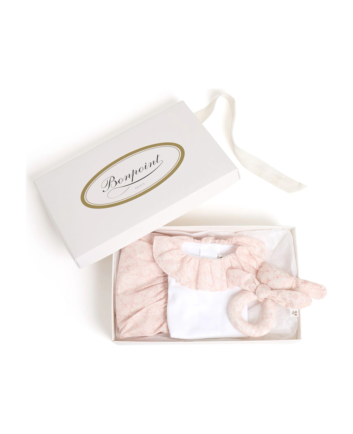 Bonpoint Floria Gift Set In White And Pink - Pink