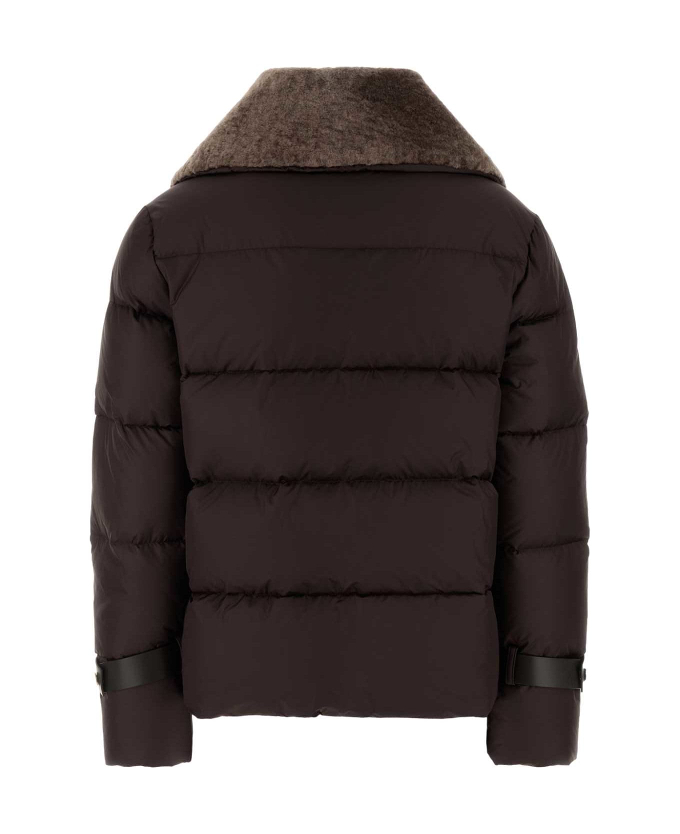 Fendi Chocolate Polyester Down Jacket - DARK BROWN-25