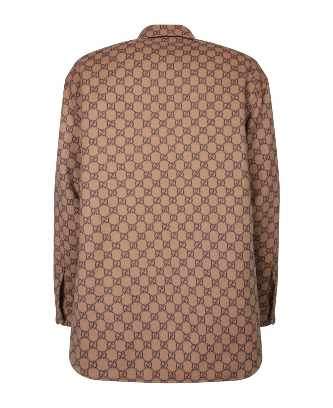 Gucci 'gg' Padded Shirt Jacket - Camel