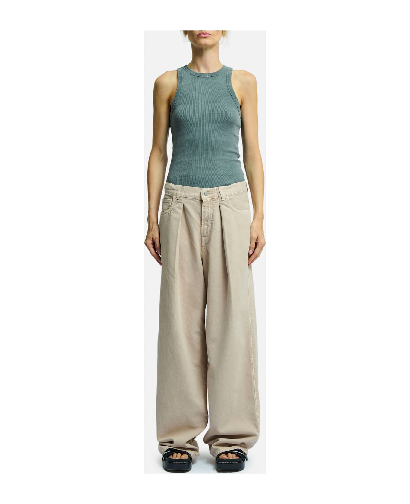 Haikure Candy Twill Wide Pants - BEIGE