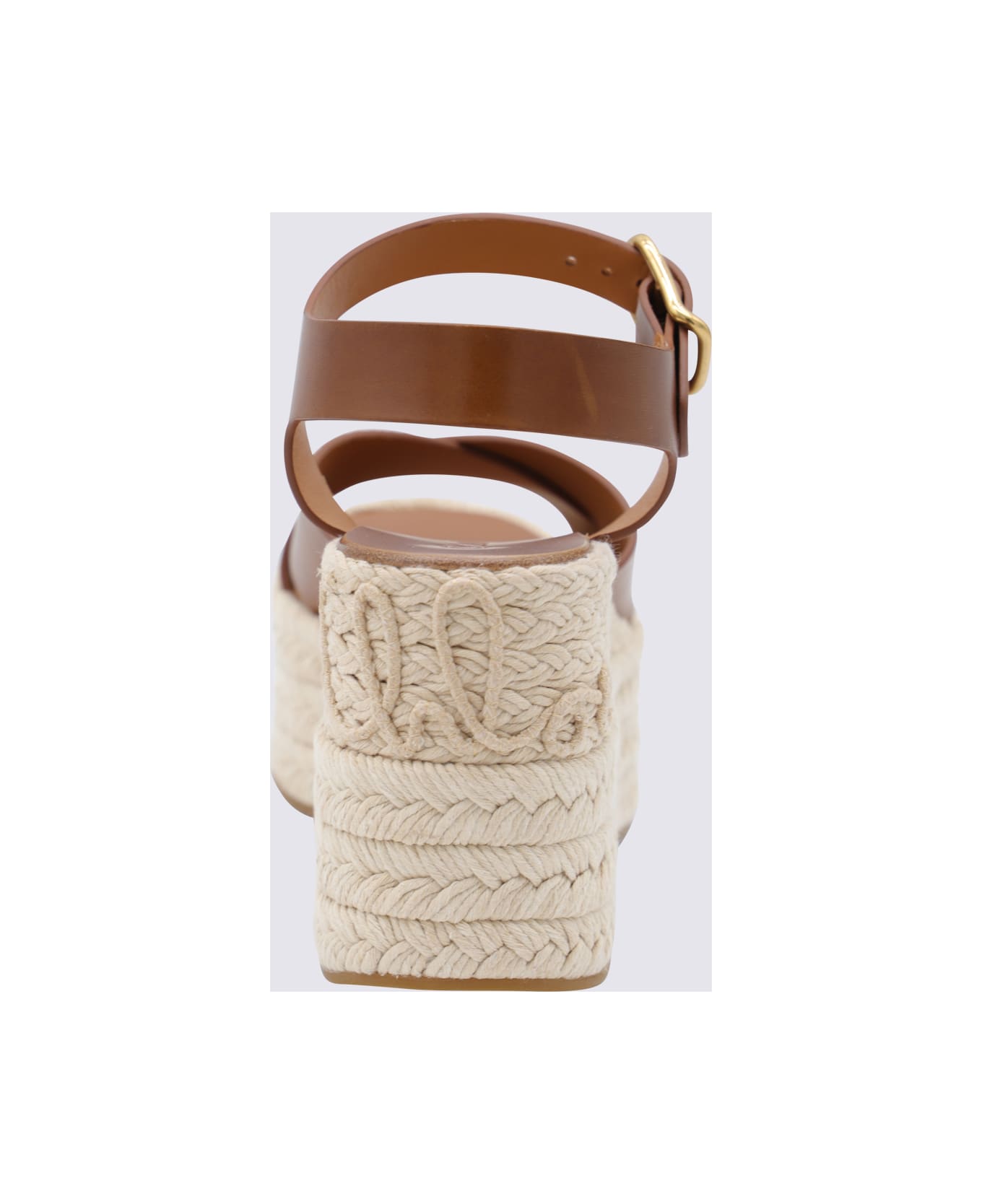 Chloé Brown Leather Espadrillas - GINGER BROWN