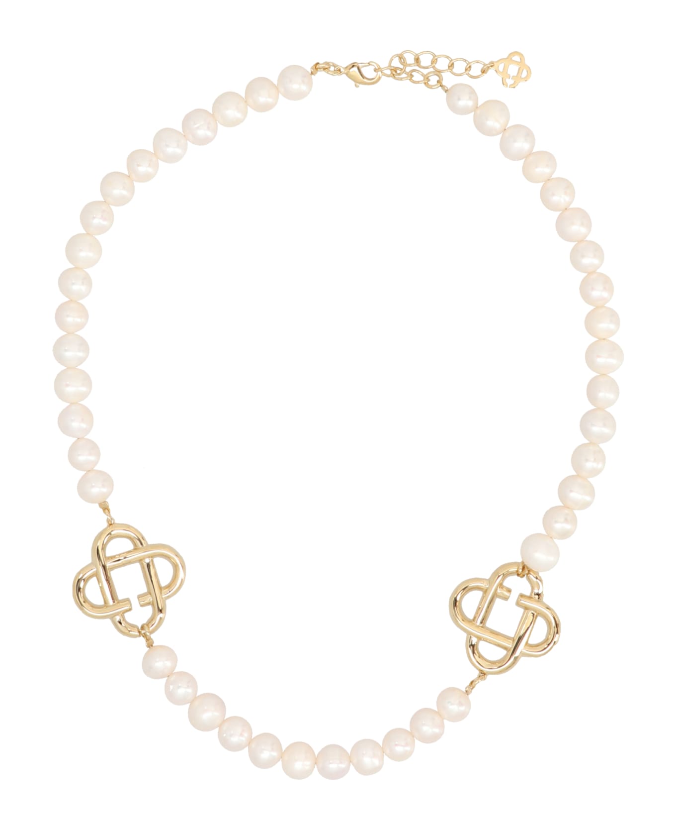 Casablanca Pearl Logo Necklace - White