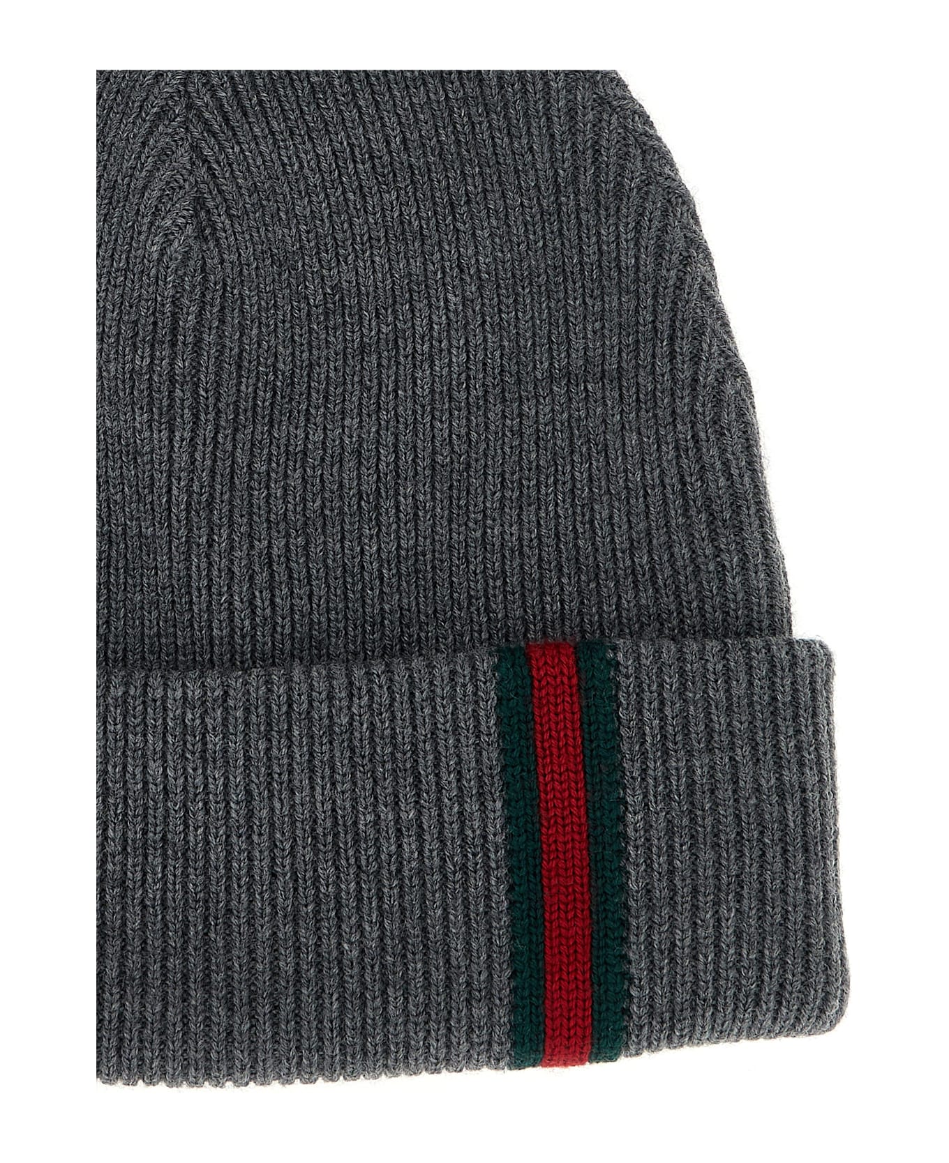 Gucci Web Detail Beanie - Gray