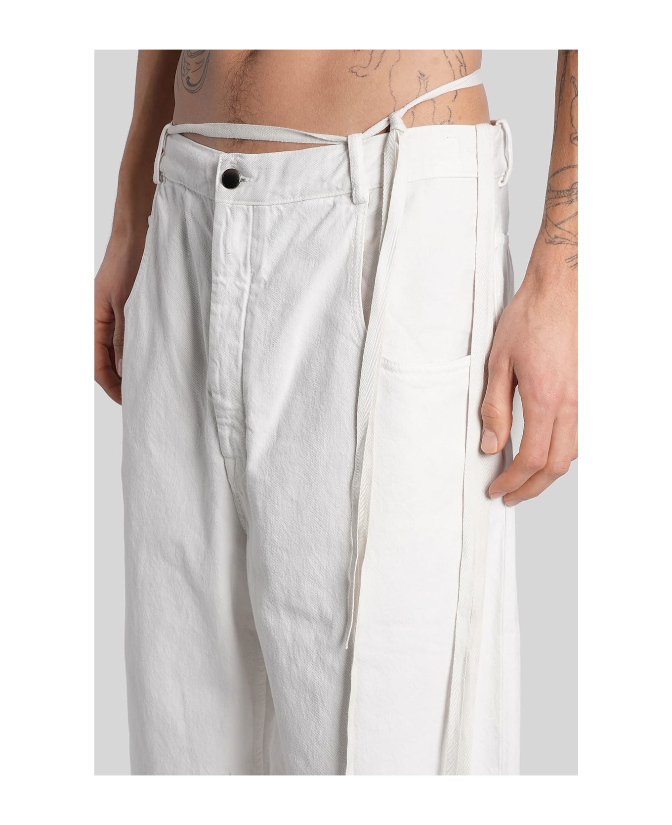 Ann Demeulemeester Michael Jeans In White Cotton - white