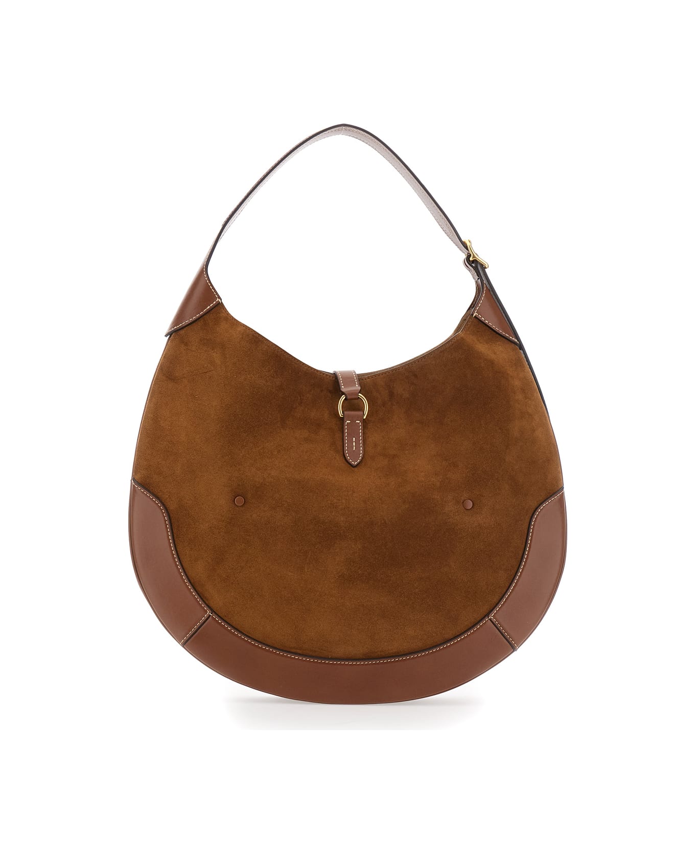 Polo Ralph Lauren Brown Shoulder Bag With One Top Leather Handle And Front Strap In Suede Woman - Brown