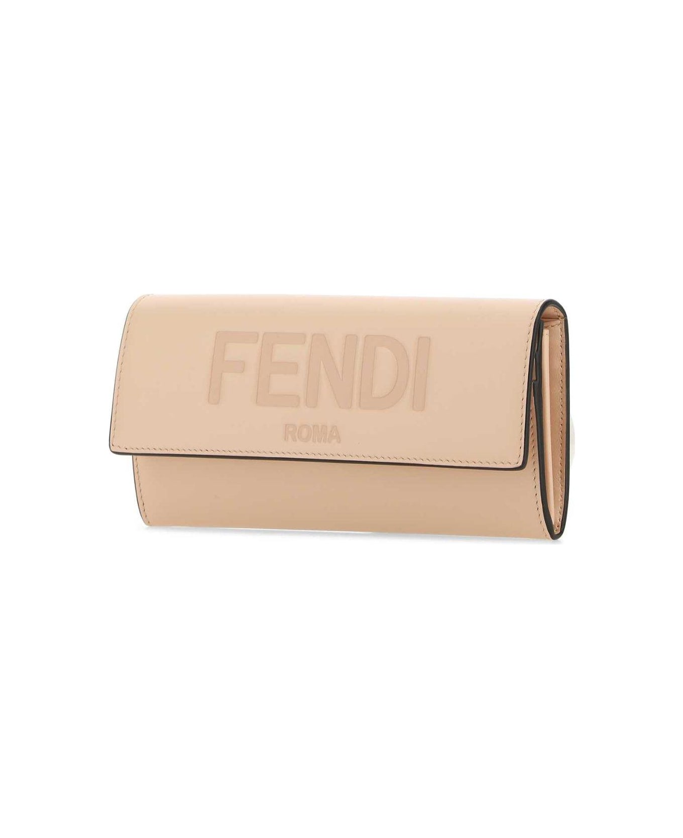Fendi Logo Embossed Foldover Wallet - Light rose+os