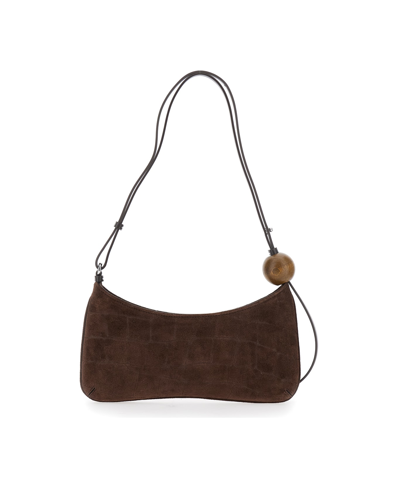 Jacquemus 
le Bisou Perle
 Brown Shoulder Bag With Logo Detail In Suede Woman - BROWN
