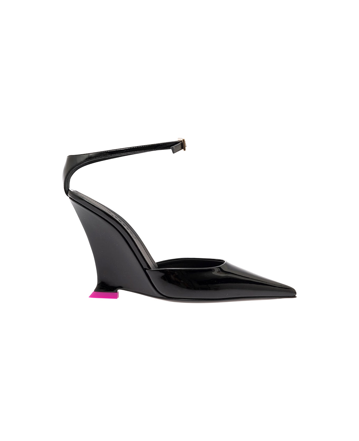 3JUIN 'clea' Black Pumps With Wedge Heel And Contrasting Detail In Leather Woman - Black ウェッジシューズ