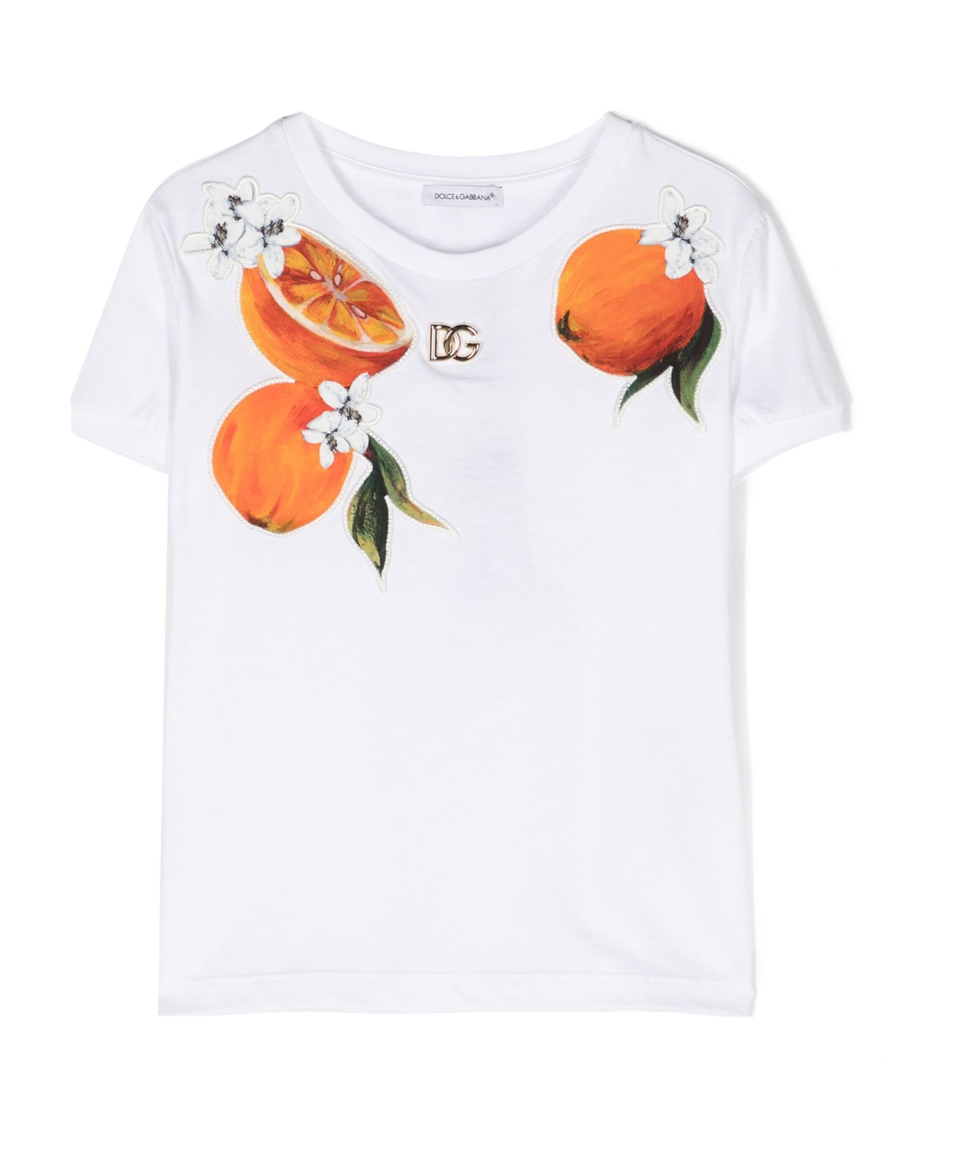 Dolce & Gabbana White T-shirt With Oranges Print - Bianco Ottico