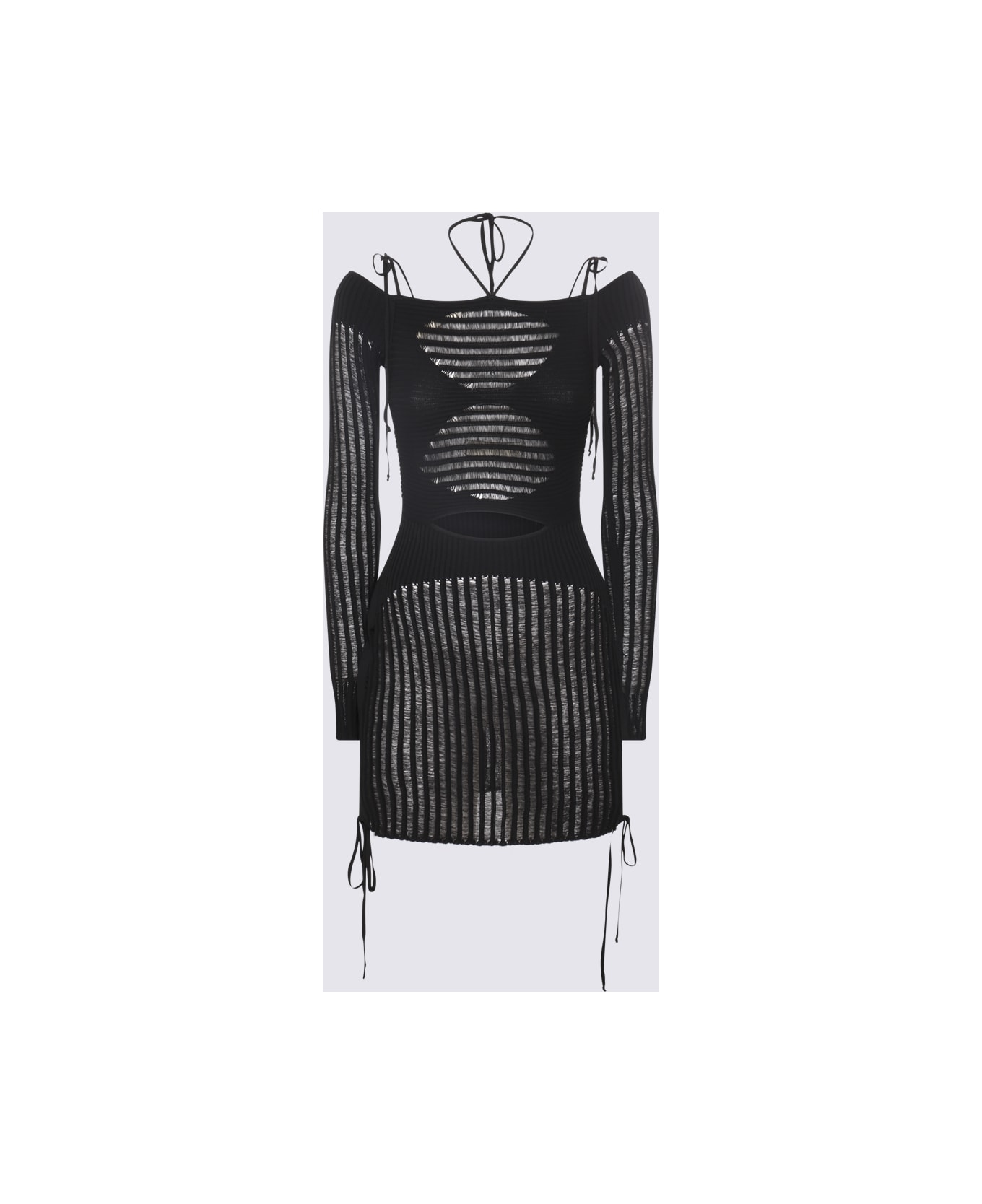 ANDREĀDAMO Black Viscose Knitted Cut Out Mini Dress - Black