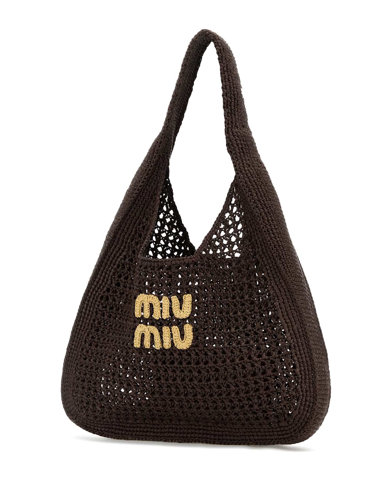 Brown Crochet Shopping Bag - Thumbnail 1