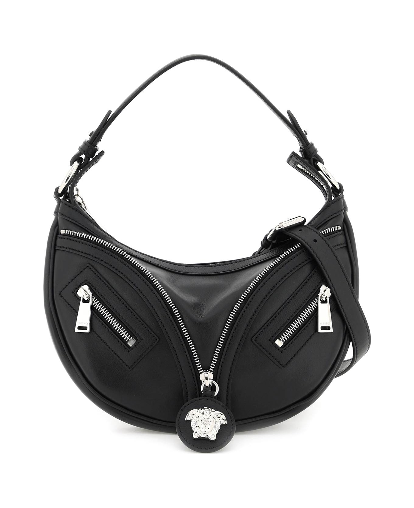 Versace Repeat Leather Shoulder Bag - Black
