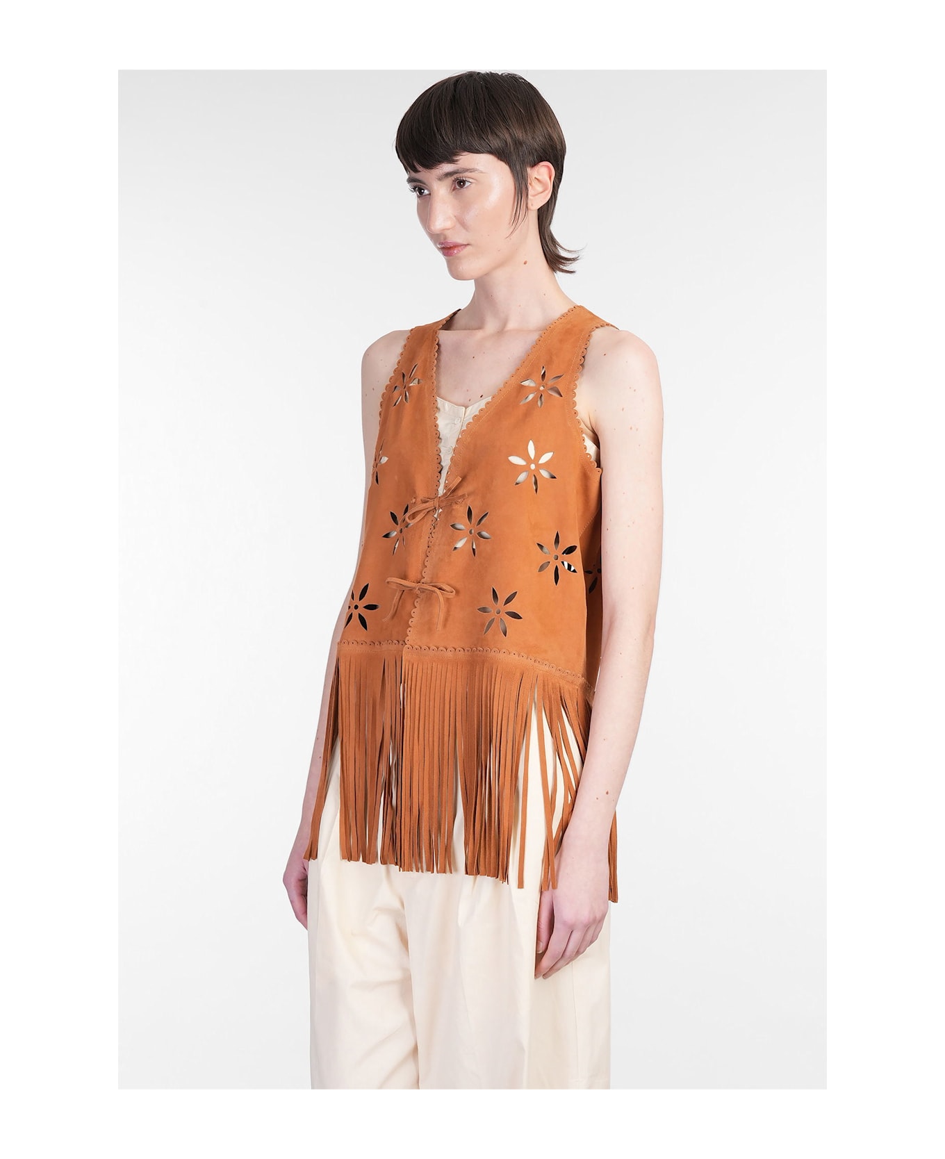 Antik Batik Tya Vest In Leather Color Leather - leather color