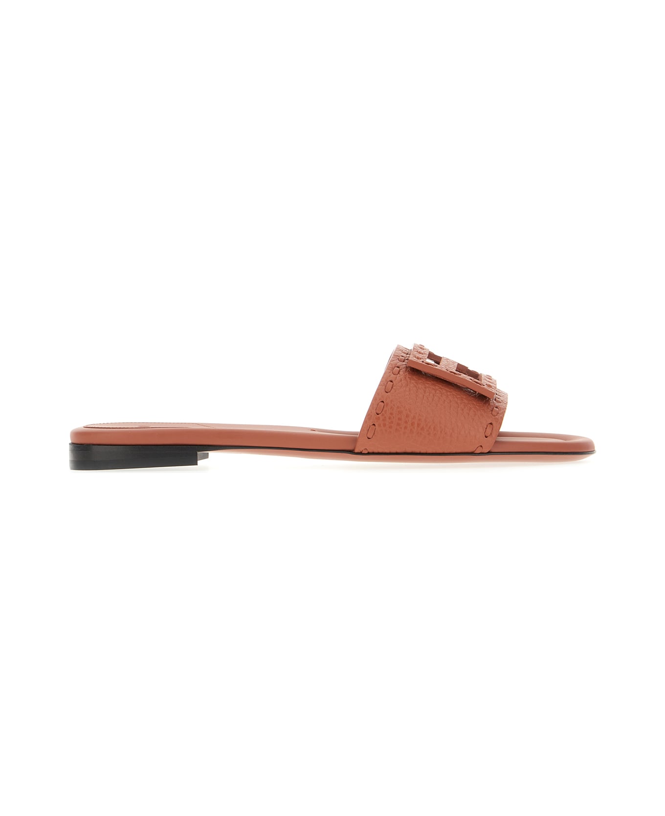 Fendi Brick Leather Slippers - SIENA