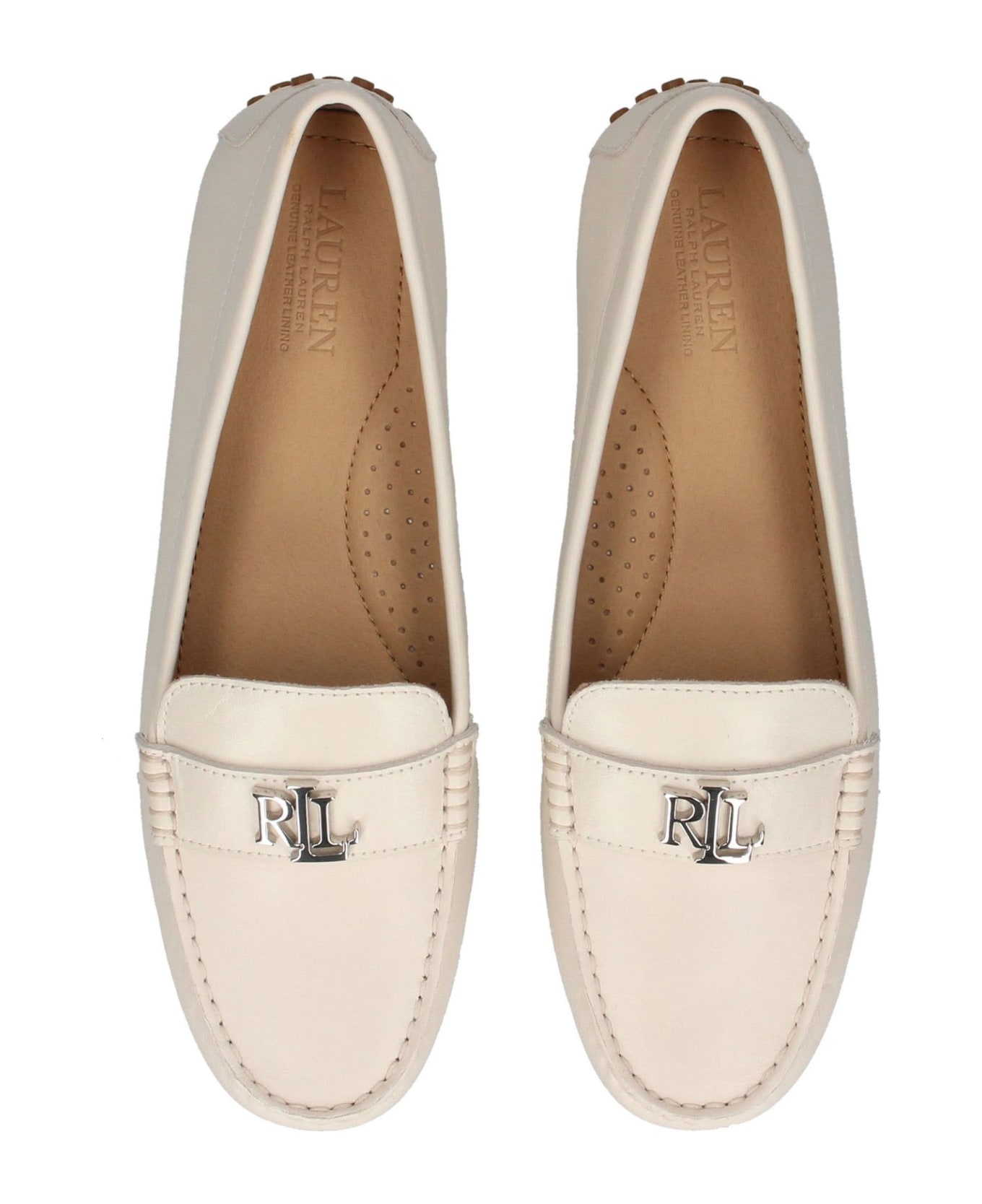 Ralph Lauren Moccasin In Soft White Leather - SOFT WHITE