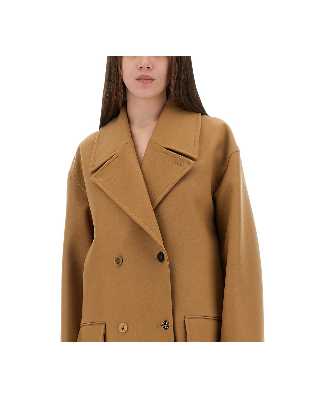 Moschino Double-breasted Coat - BEIGE