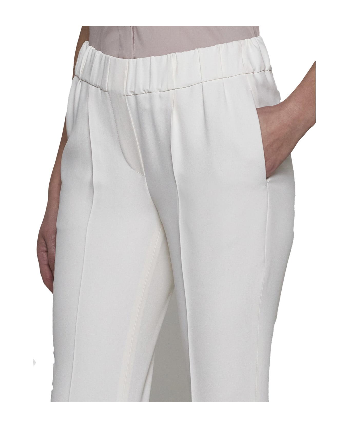 Brunello Cucinelli Elastic Waist Cropped Trousers - Pure white ボトムス