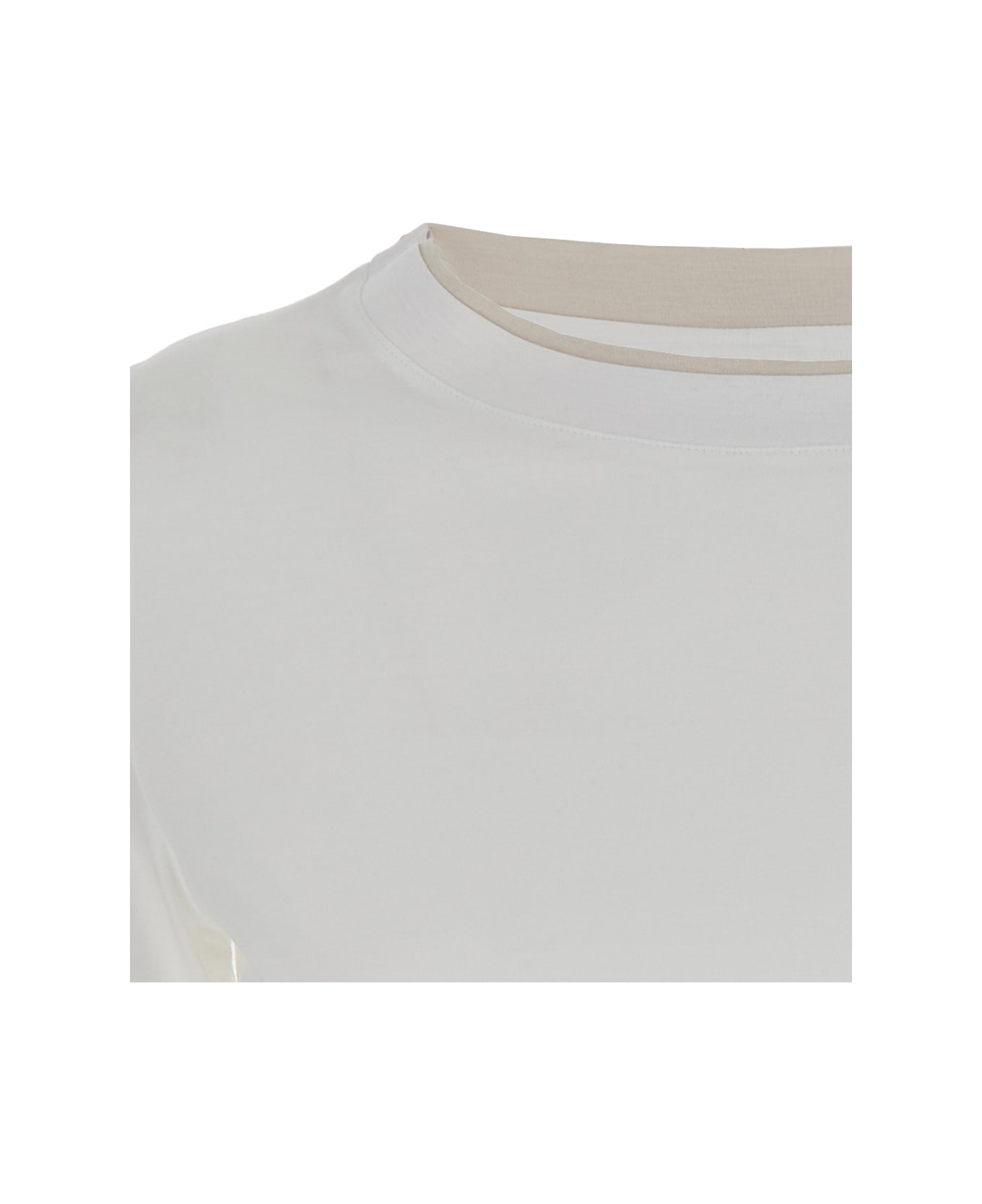 Eleventy White Double-layer T-shirt In Cotton Blend Woman - White