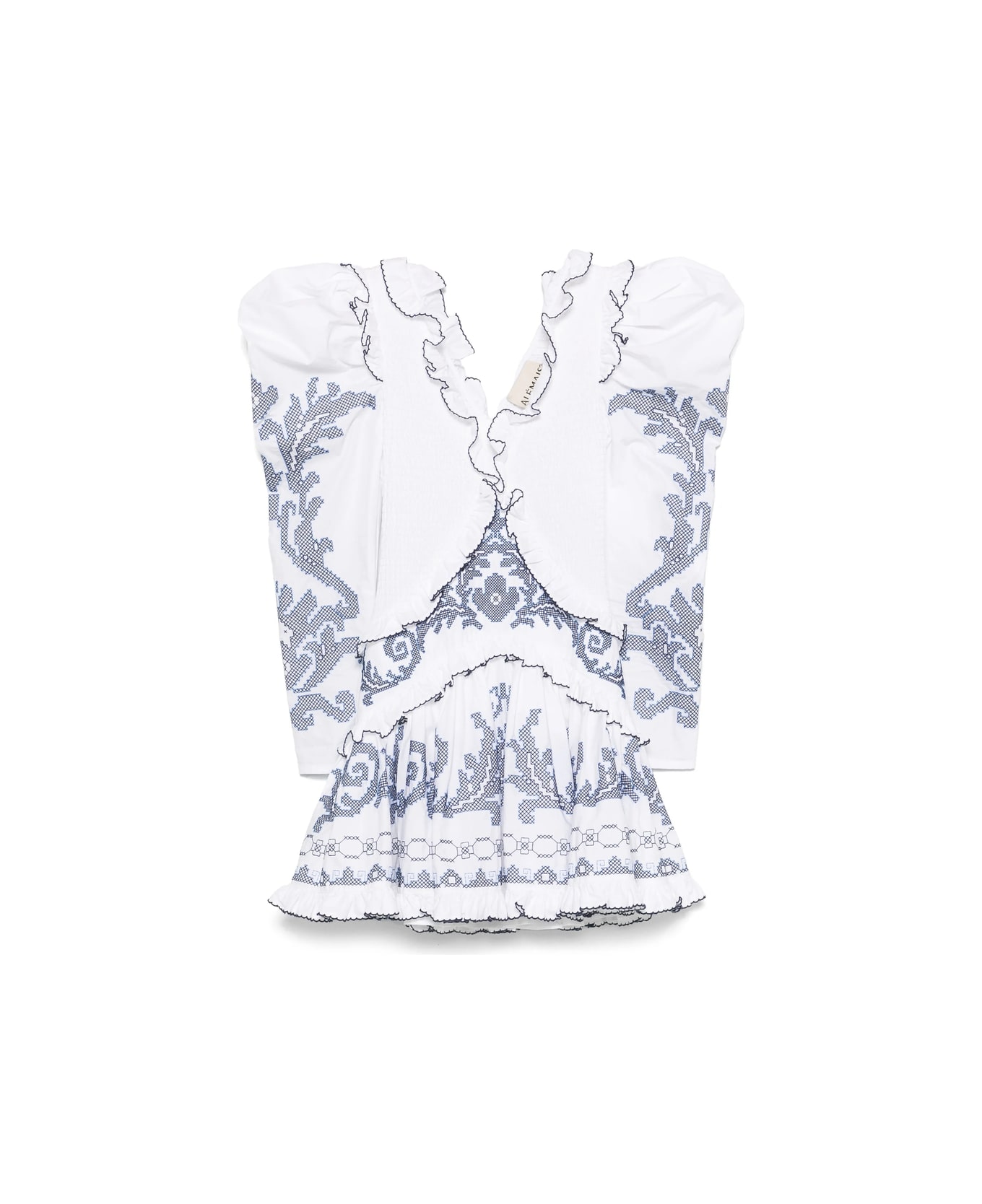 ALEMAIS Dress - WHITE/BLUE