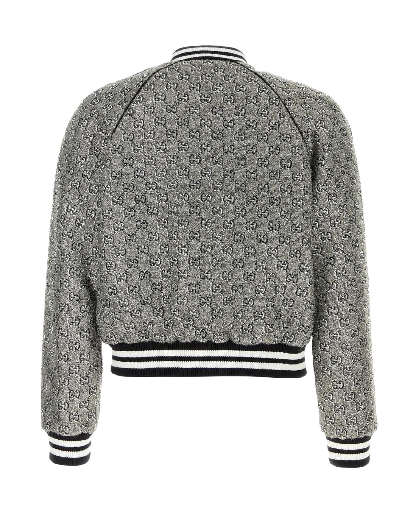 Gucci Embellished Tweed Bomber Jacket - GREY