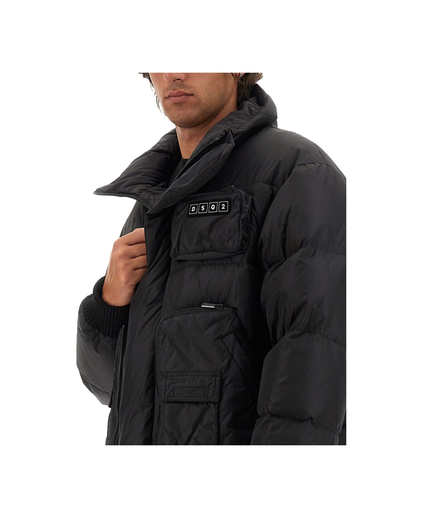 Dsquared2 Down Jacket With Logo - BLACK