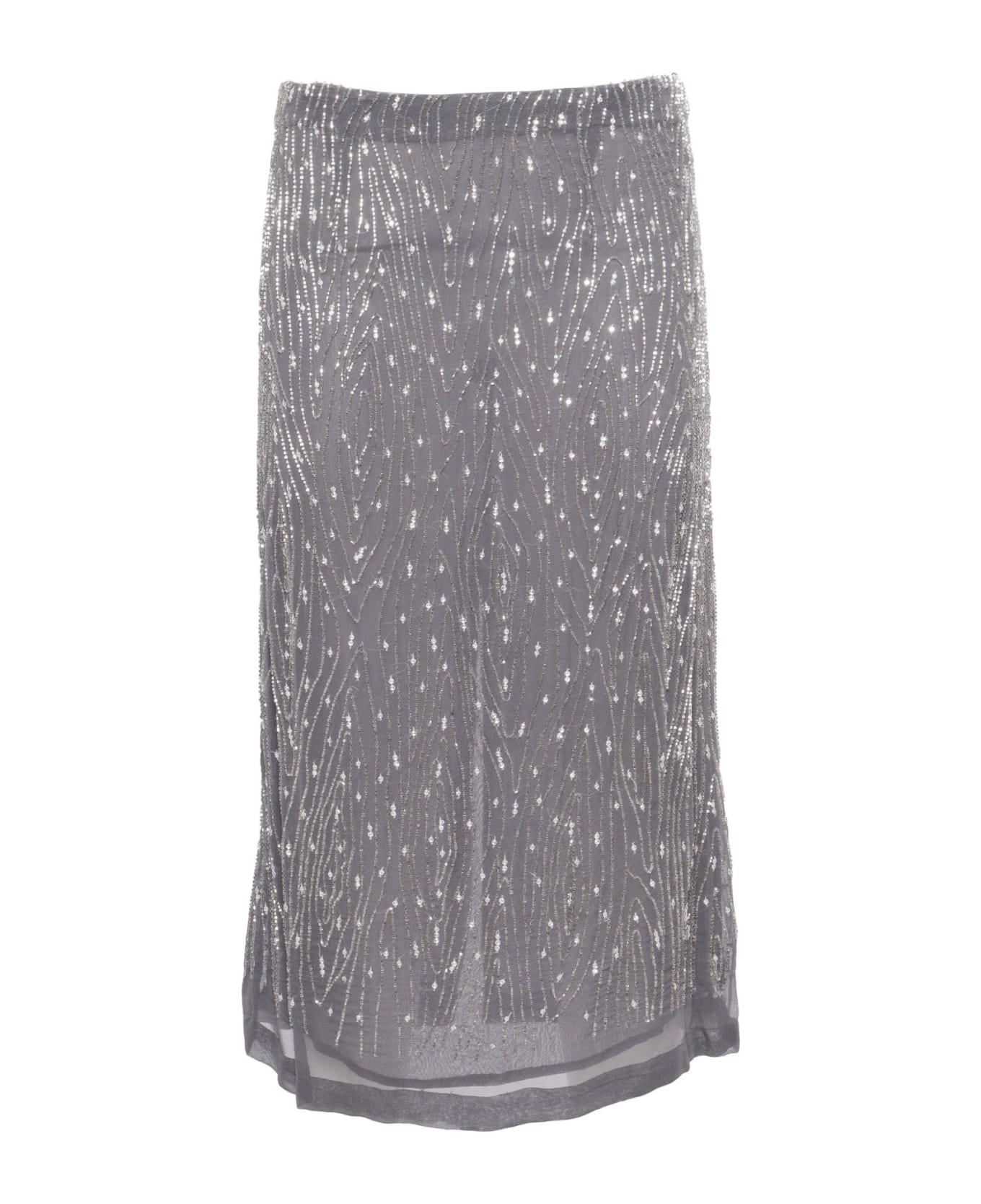 Parosh Gray Skirt With Paillettes - Dark Grey