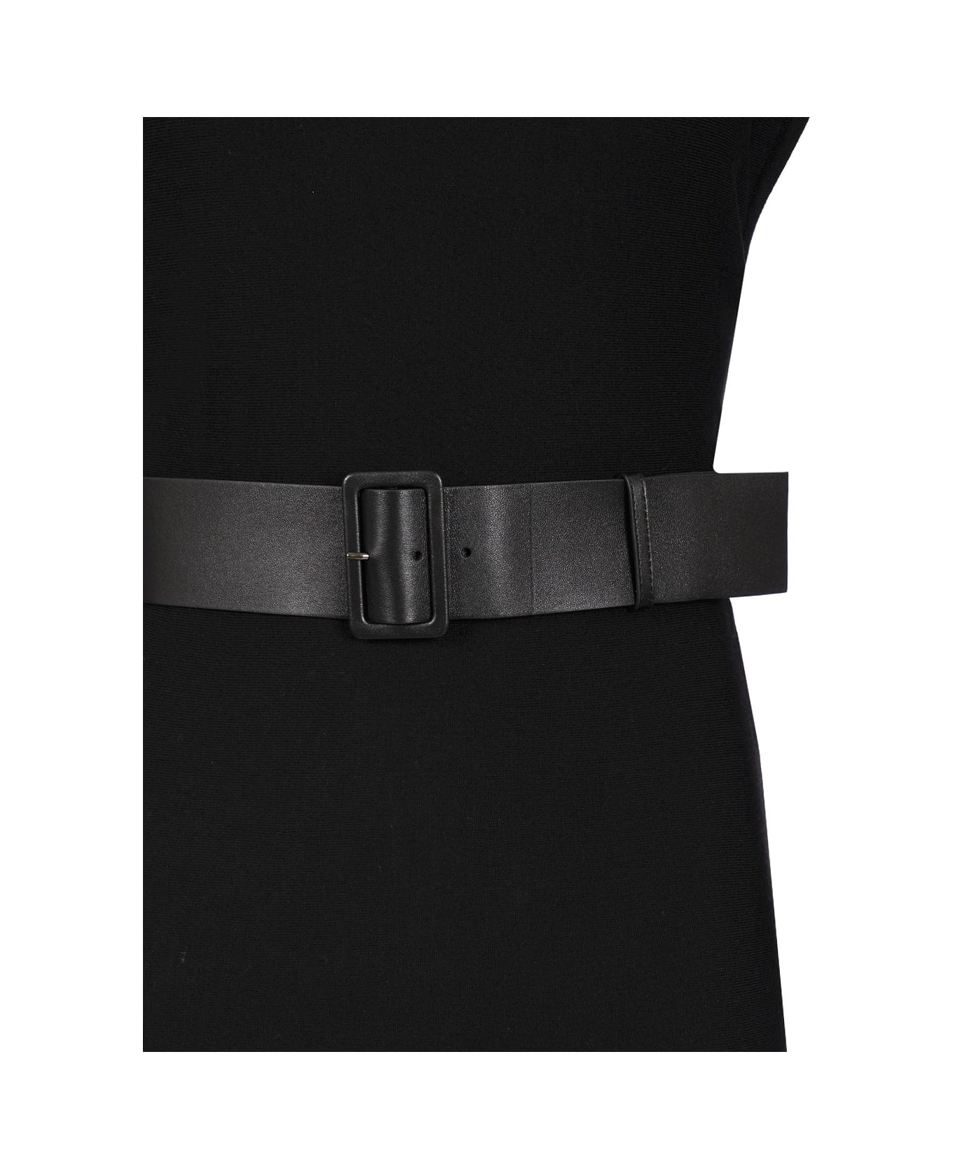 Alaia Belted Midi Dress - Black