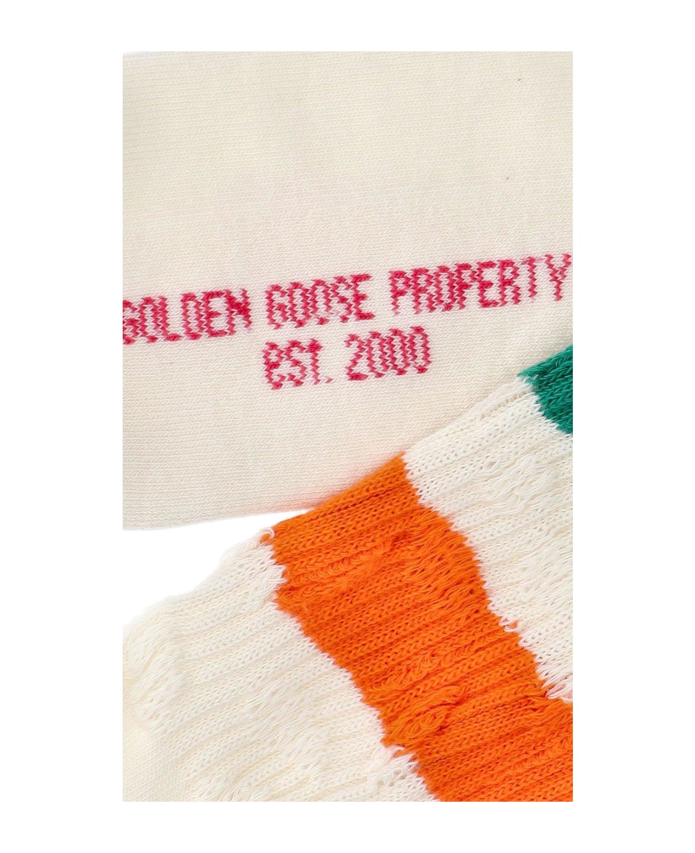 Golden Goose Striped Knitted Ankle Socks - BIANCO