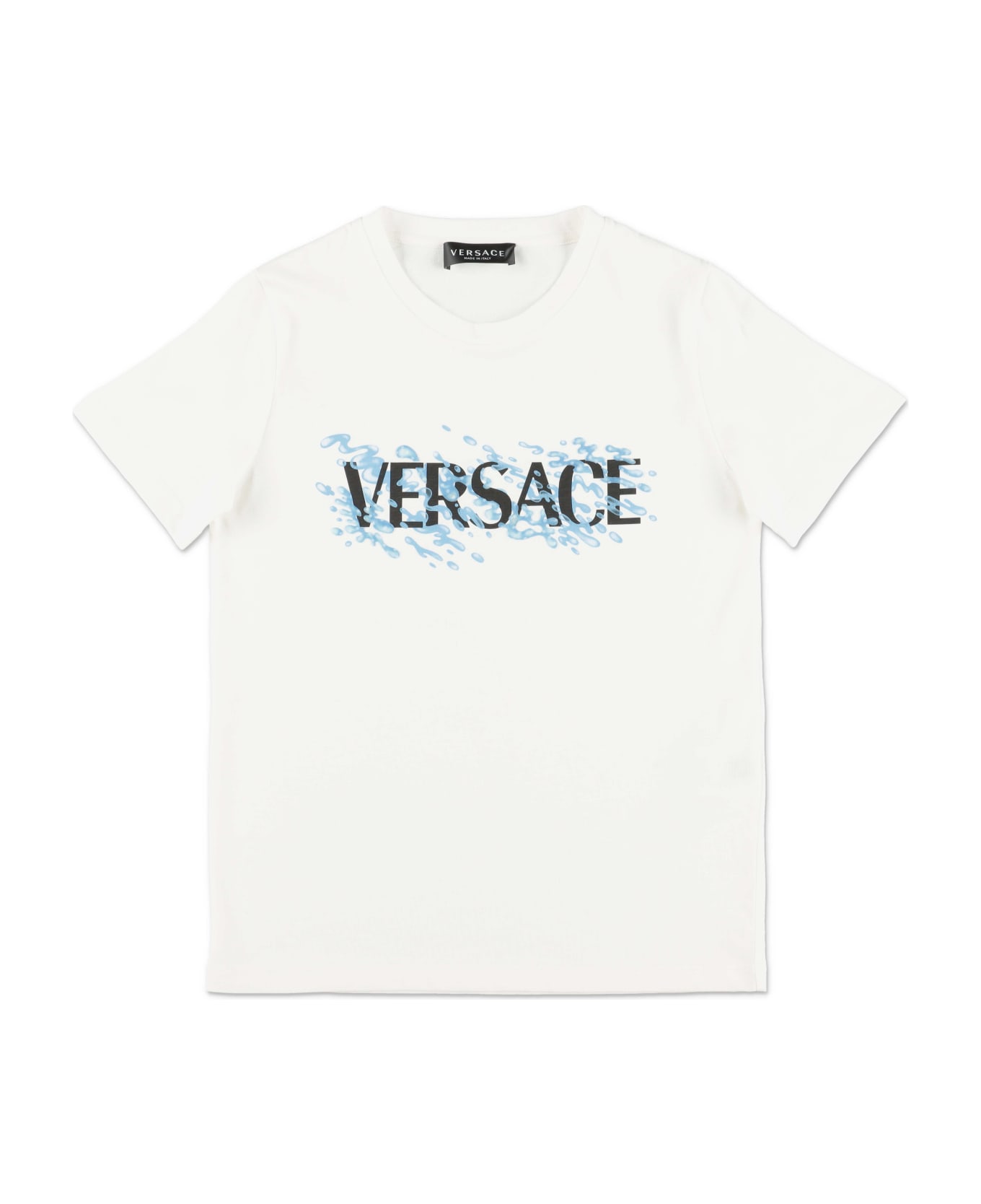 Young Versace T-shirt Bianca In Jersey Di Cotone Bambino - Polo Ralph Lauren Berretto blu reale marrone chiaro melone nero bianco