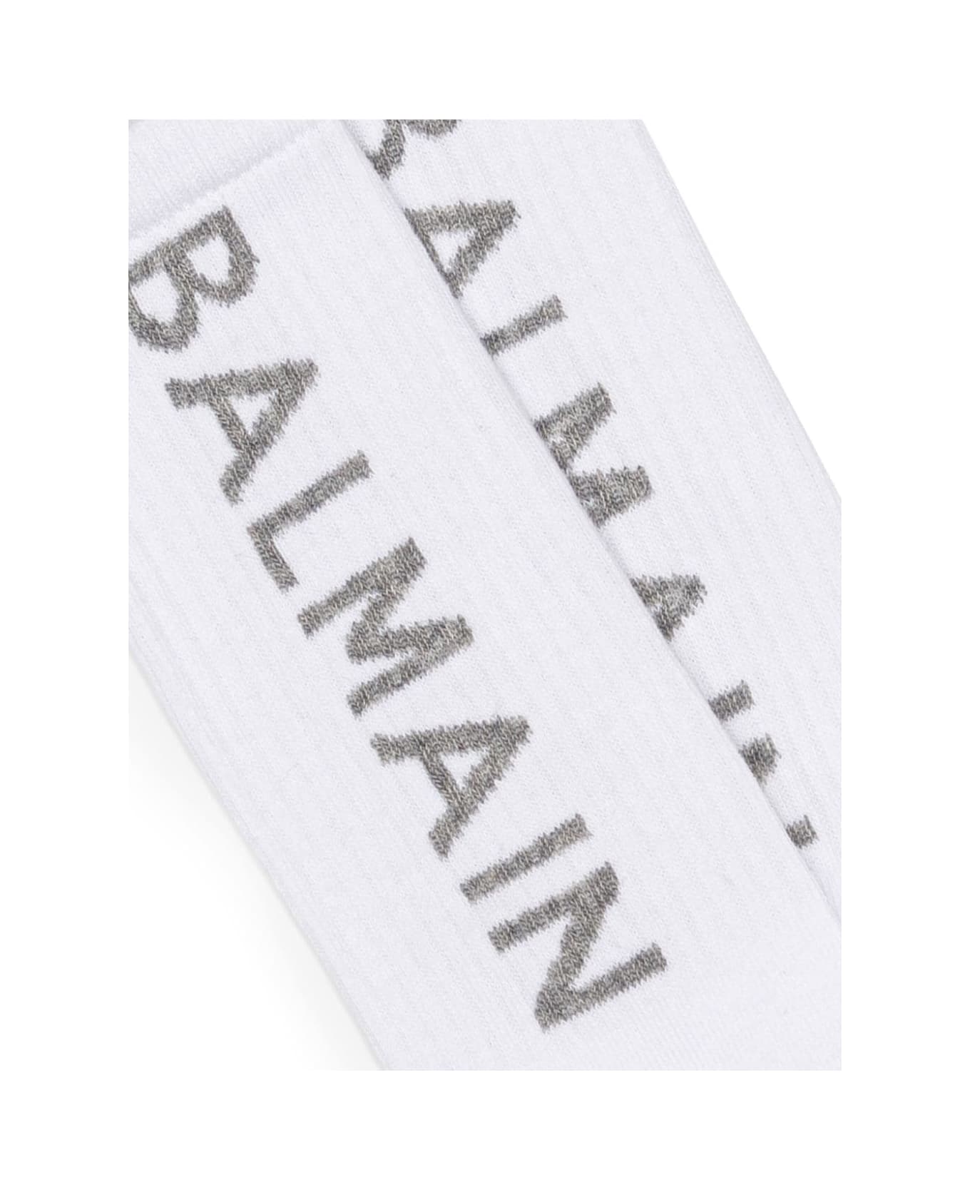 Balmain Calzini Con Logo - White