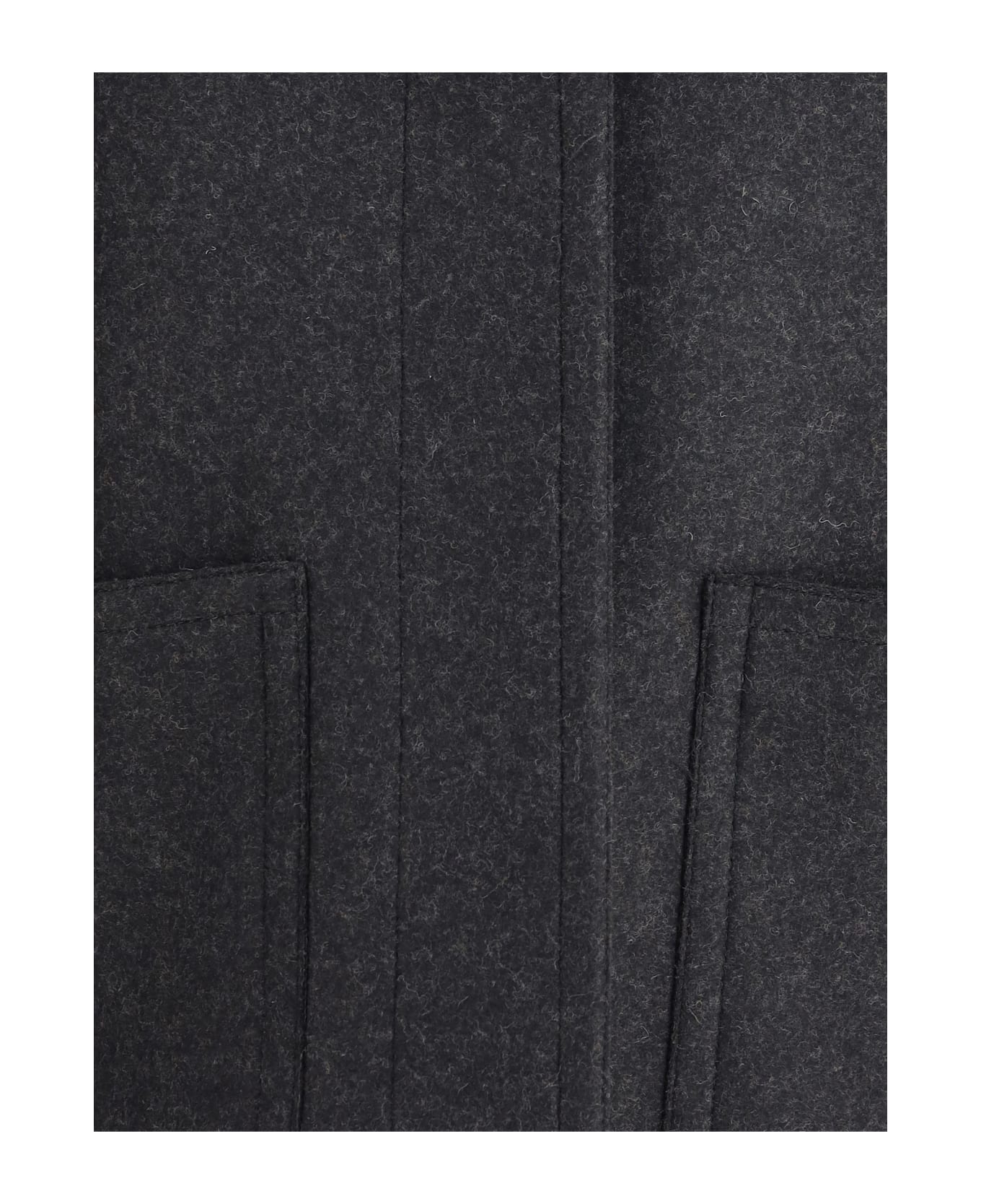 Fendi Blouson Jacket In Mélange Wool And Soft Nappa Leather - Grey