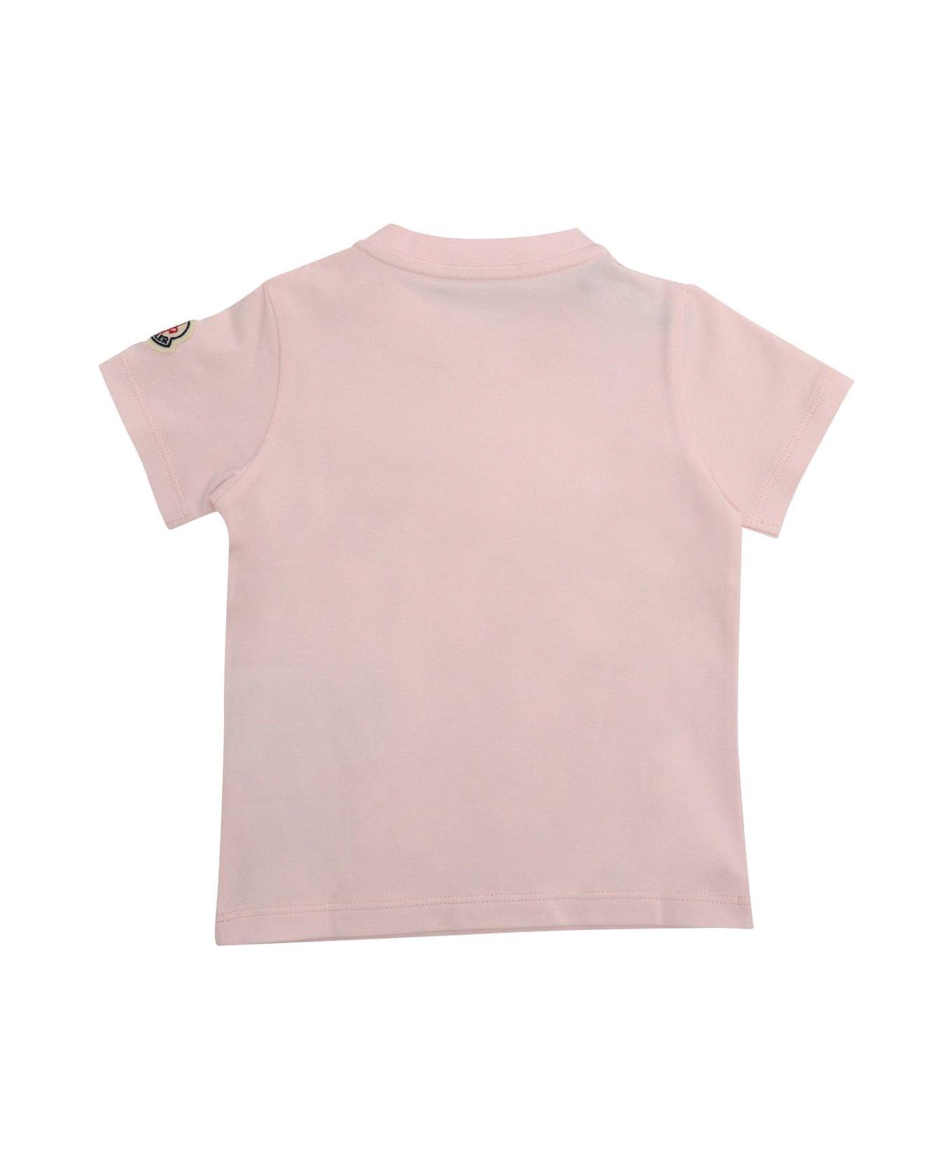 Moncler Logo Patch Crewneck T-shirt - Pink