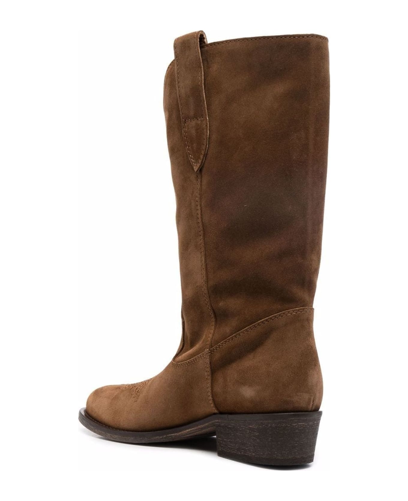 Via Roma 15 Brown Suede Cowboy Boots - Brown ブーツ
