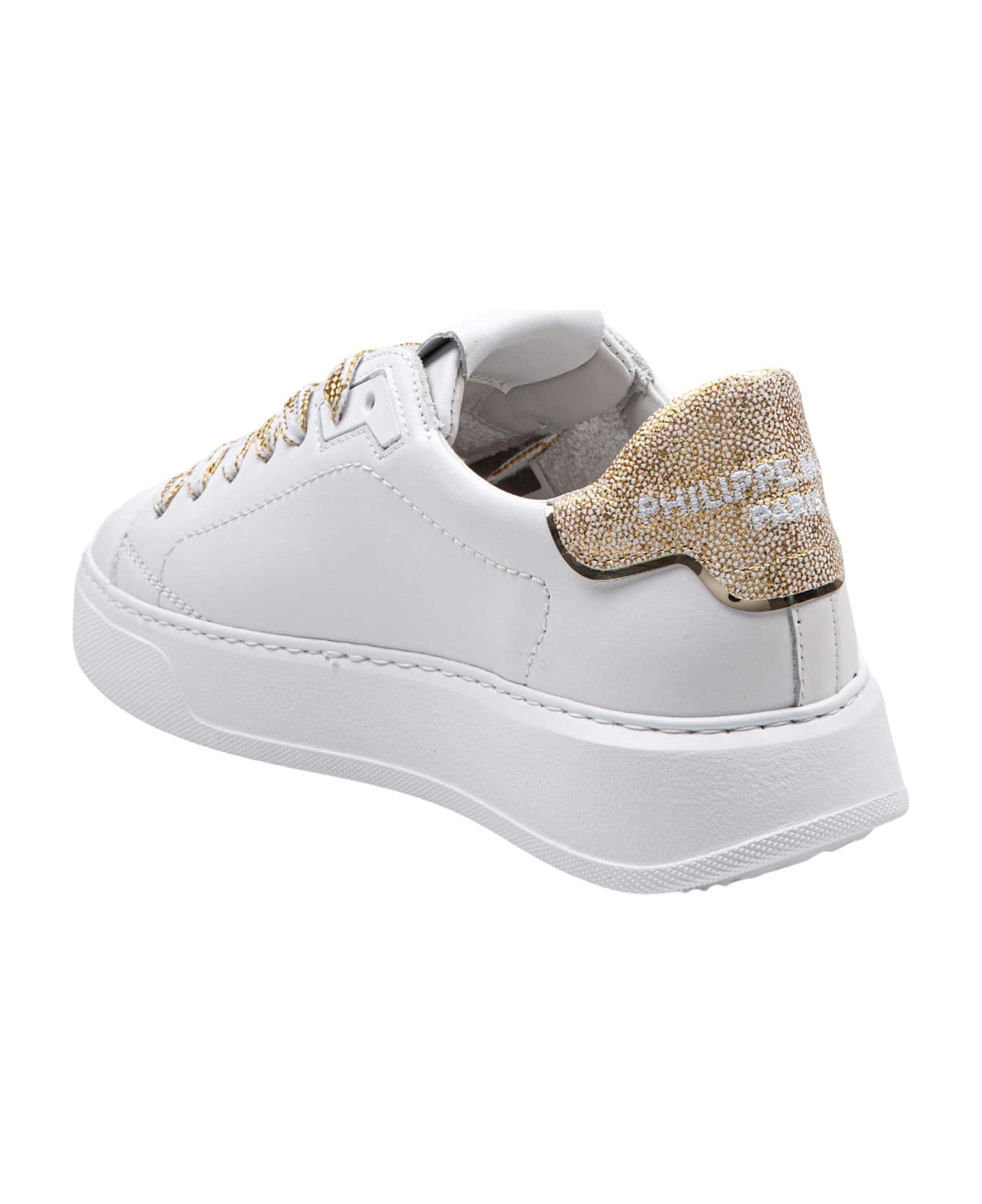 Philippe Model Temple Leather Sneakers Color White/gold - White/Gold